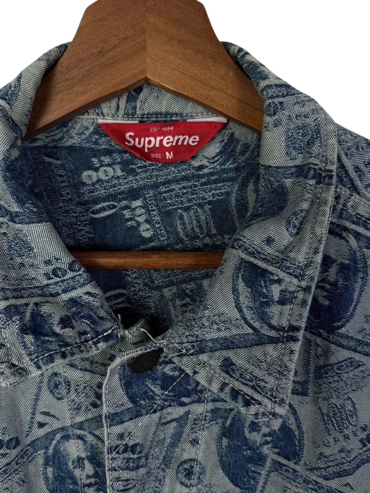 Supreme Supreme Dollar Bills Print Denim Jacket Size US M / EU 48-50 / 2 - 7 Thumbnail