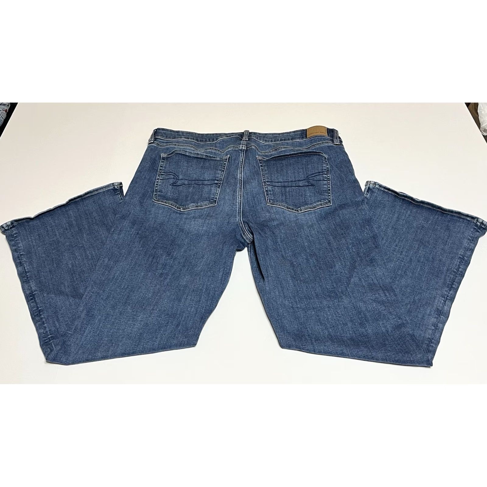 American Eagle Outfitters VINTAGE American Eagle Outfitters Kick Boot Jeans Womens 18 Short Blue Denim Bootcut Regular 38x28 Pocket Logo Zipper Stretch Replacement? Size 40" / US 18 - 2 Thumbnail
