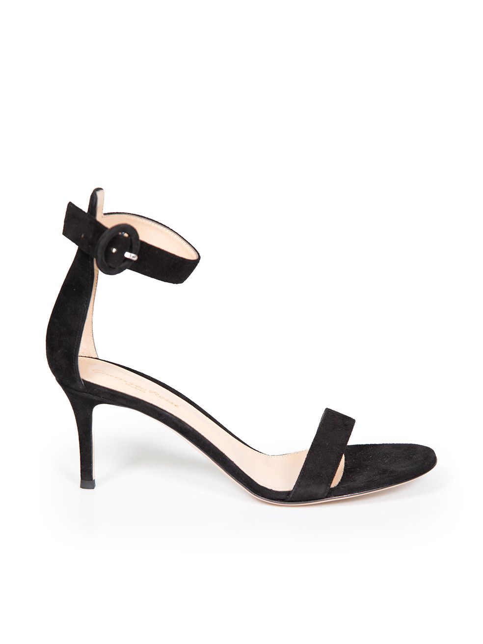 image of Gianvito Rossi Black Suede Portofino Sandals, Women's (Size 9)