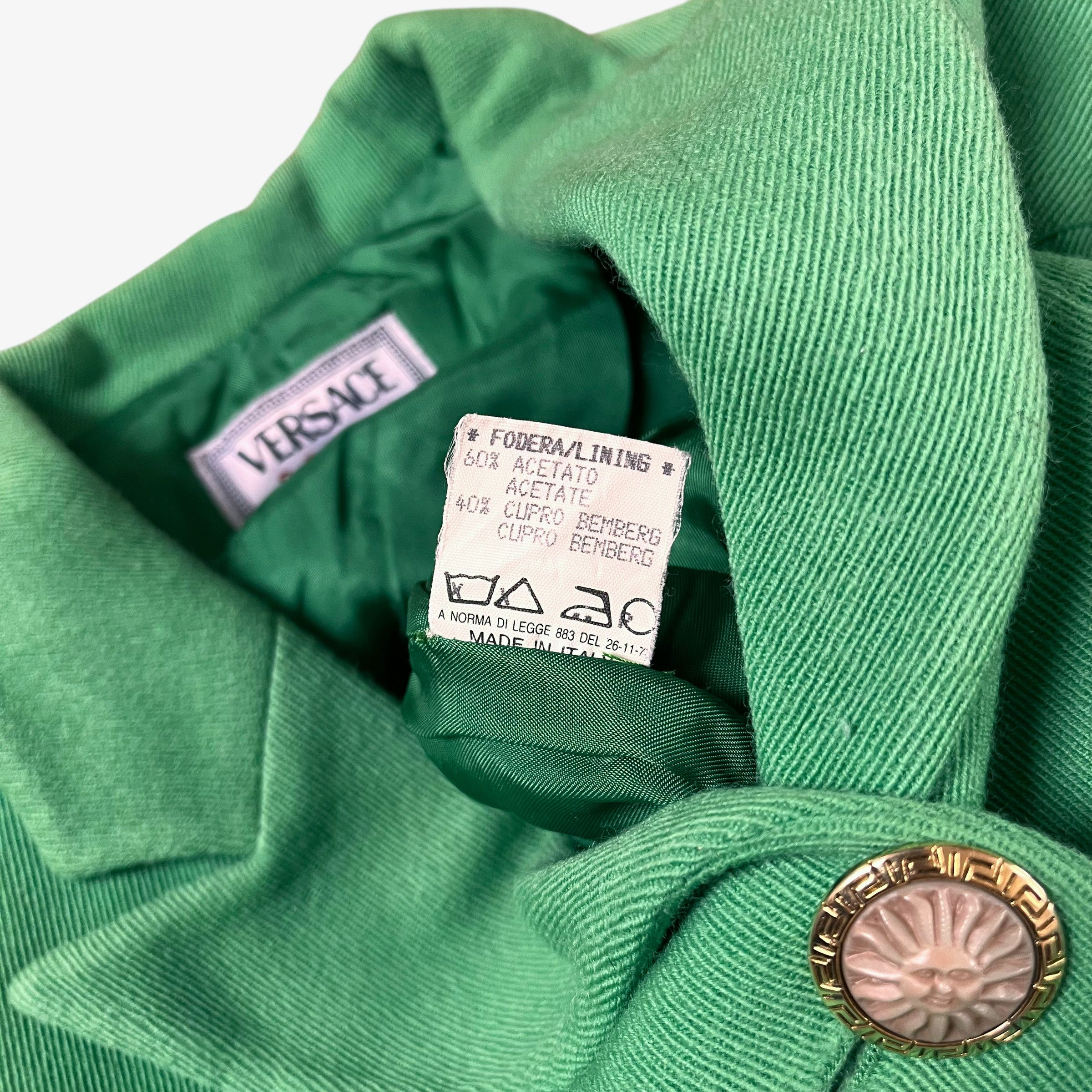 Versace Vintage 70s Women's Versace Sport 1978 Green Wool Blazer Size S / US 4 / IT 40 - 4 Thumbnail