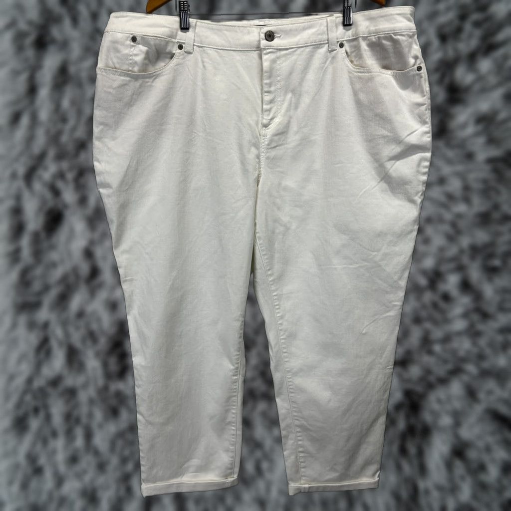 Talbots Talbots Simply Flattering Boyfriend Jeans 24W Plus White Womens Size 42" / US 20 - 1 Thumbnail