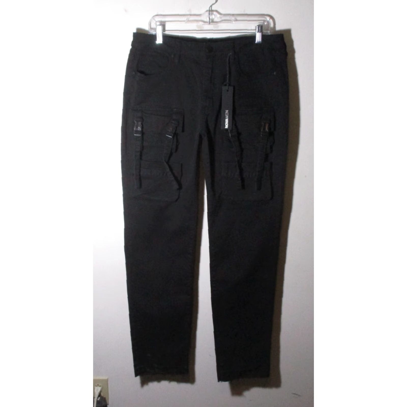 Vintage NOVA Men Black Slim "Ronan Military Cargo" Pants 34X32 NWT Size US 34 / EU 50 - 2 Thumbnail