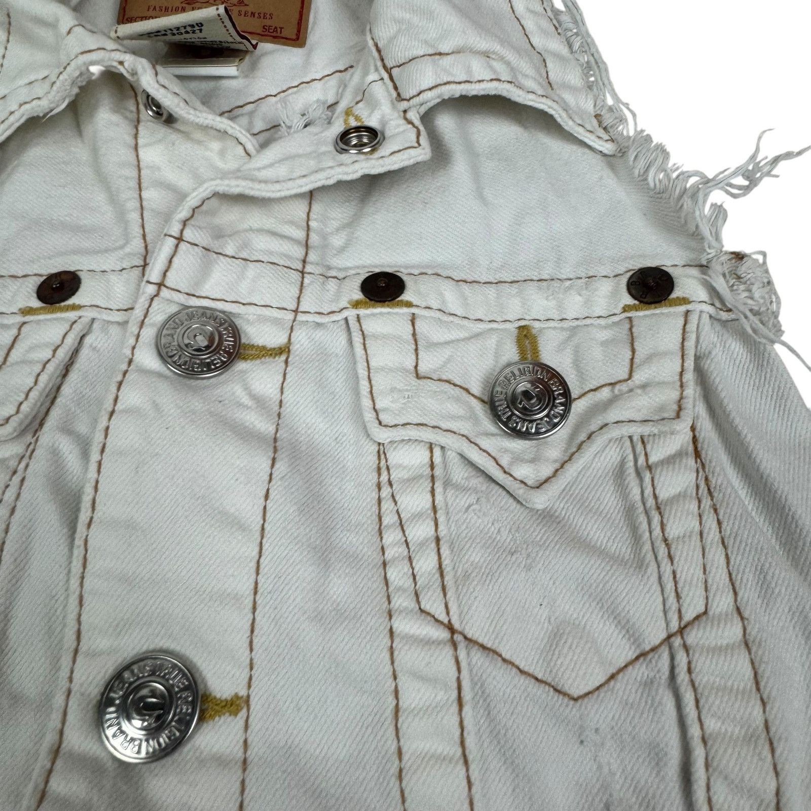 True Religion True Religion Leah Kylie Womens White Cotton Trucker Vest XS Size XS / US 0-2 / IT 36-38 - 5 Thumbnail