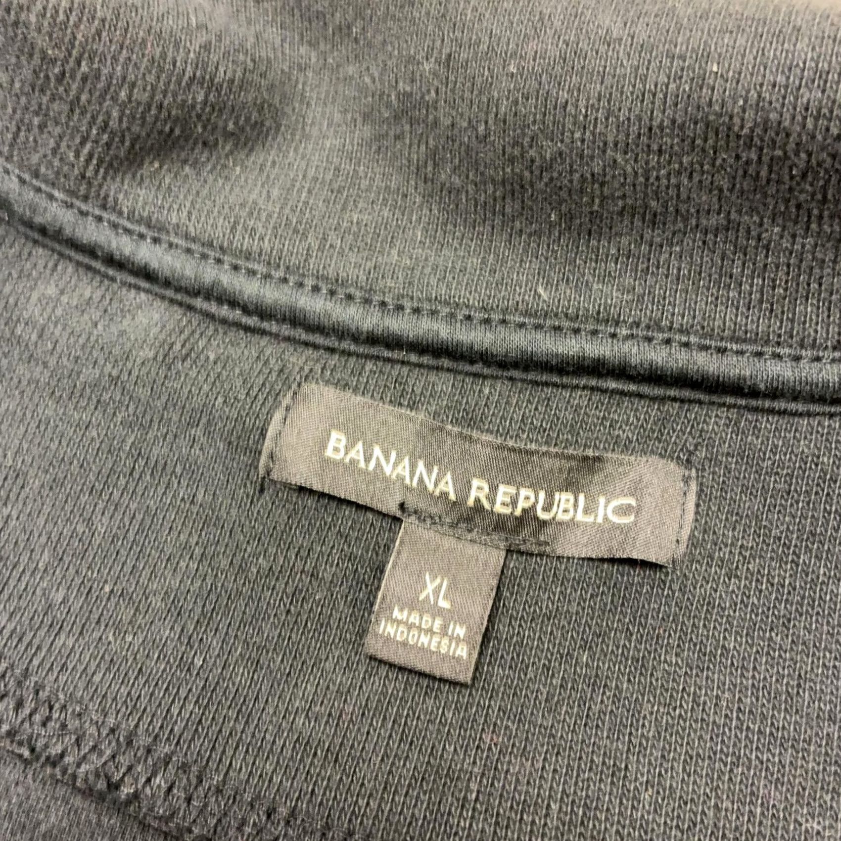 Banana Republic Banana Republic Sweatshirt Mens XL Black Fleece 1/4 Zip Mock Neck Pullover Logo Size US XL / EU 56 / 4 - 3 Thumbnail