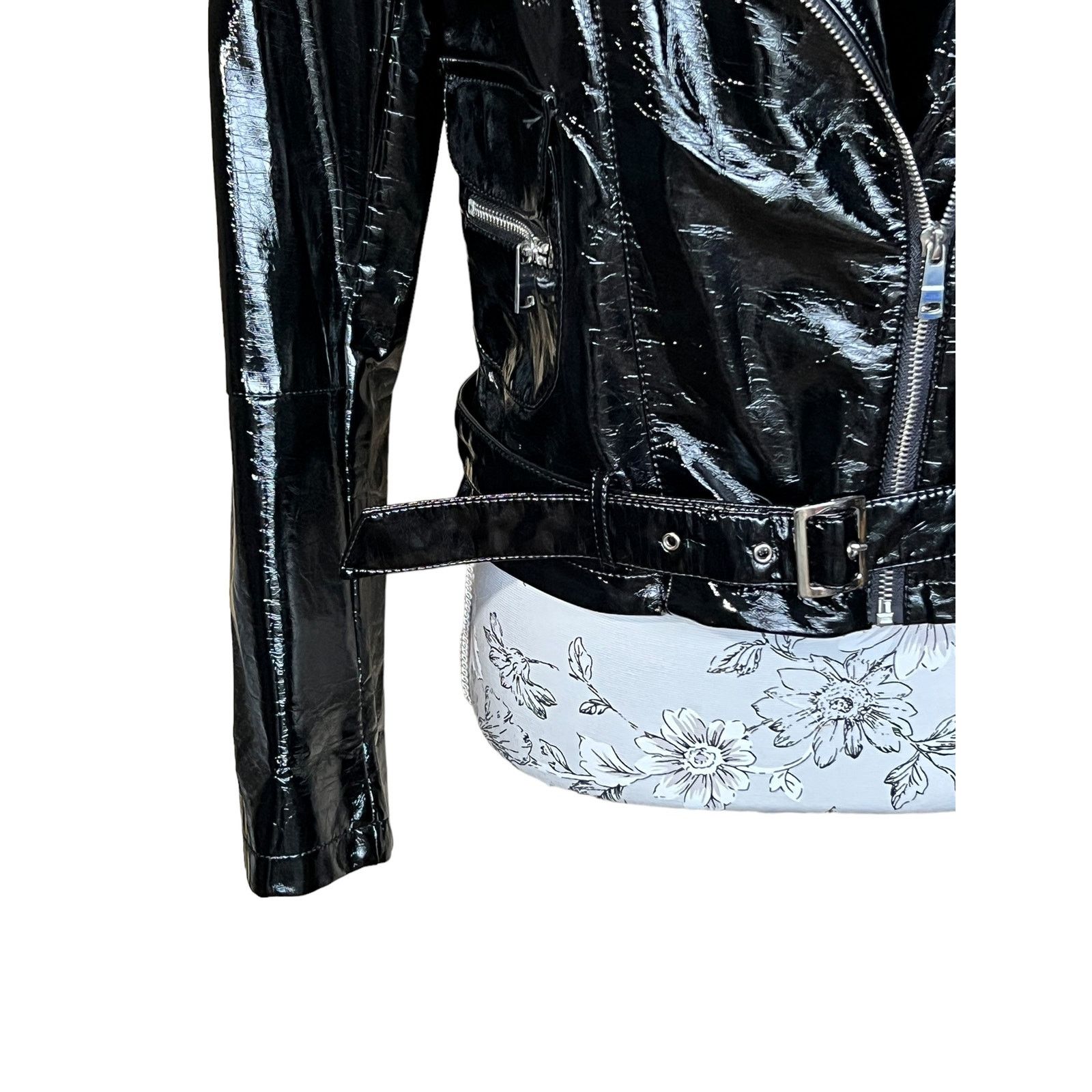 Other New LA Coalition Blck Vegan Patent Leather Motorcycle Jacket Size S / US 4 / IT 40 - 5 Thumbnail