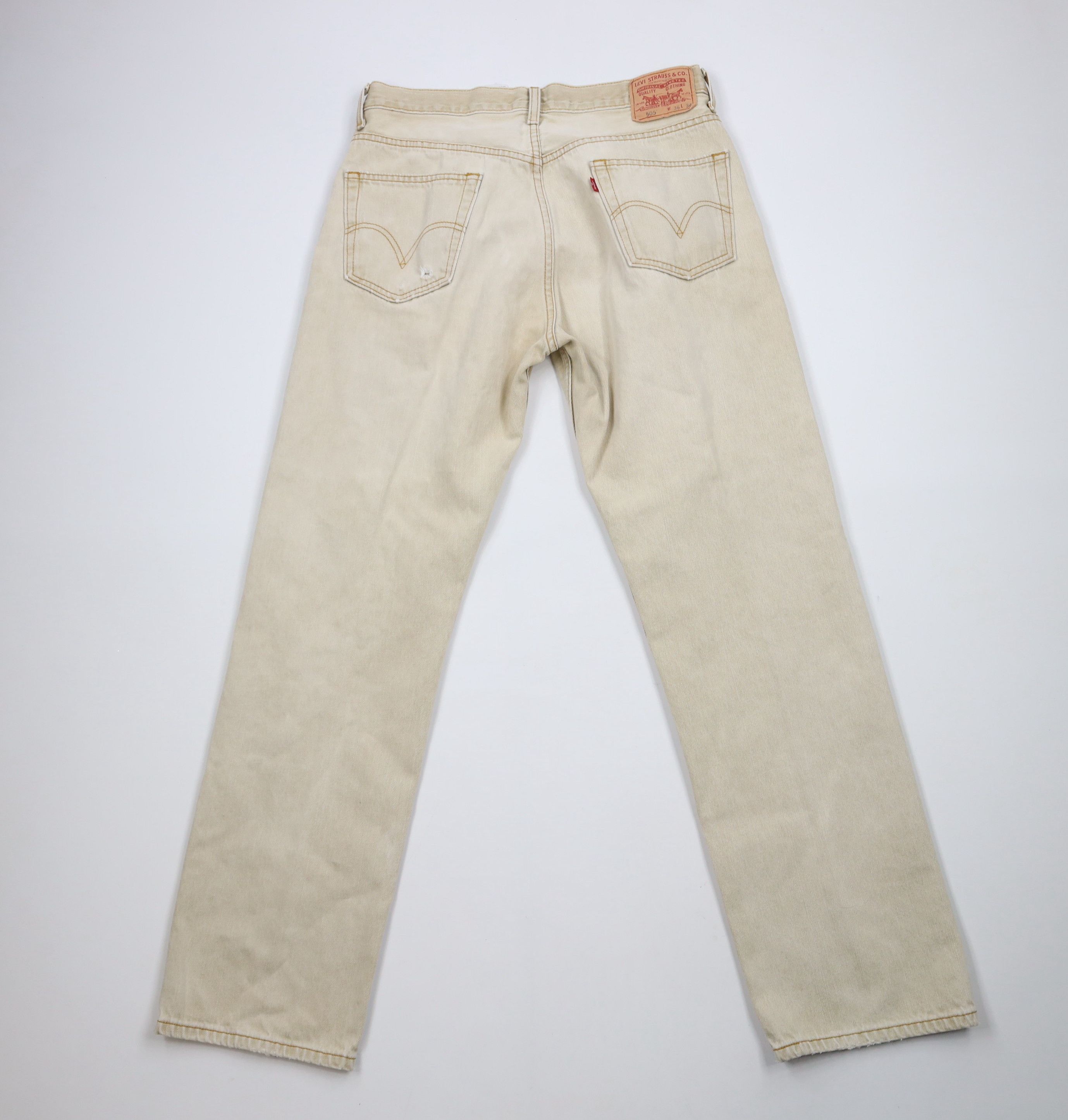Levi's × Vintage Vintage Y2K Levis 505 Regular Fit Denim Jeans Beige Tan Size US 34 / EU 50 - 11 Thumbnail