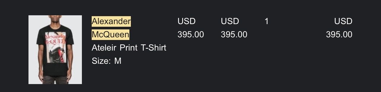 Alexander McQueen Alexander McQueen Ateleir Print T-Shirt Size M Size US M / EU 48-50 / 2 - 4 Thumbnail