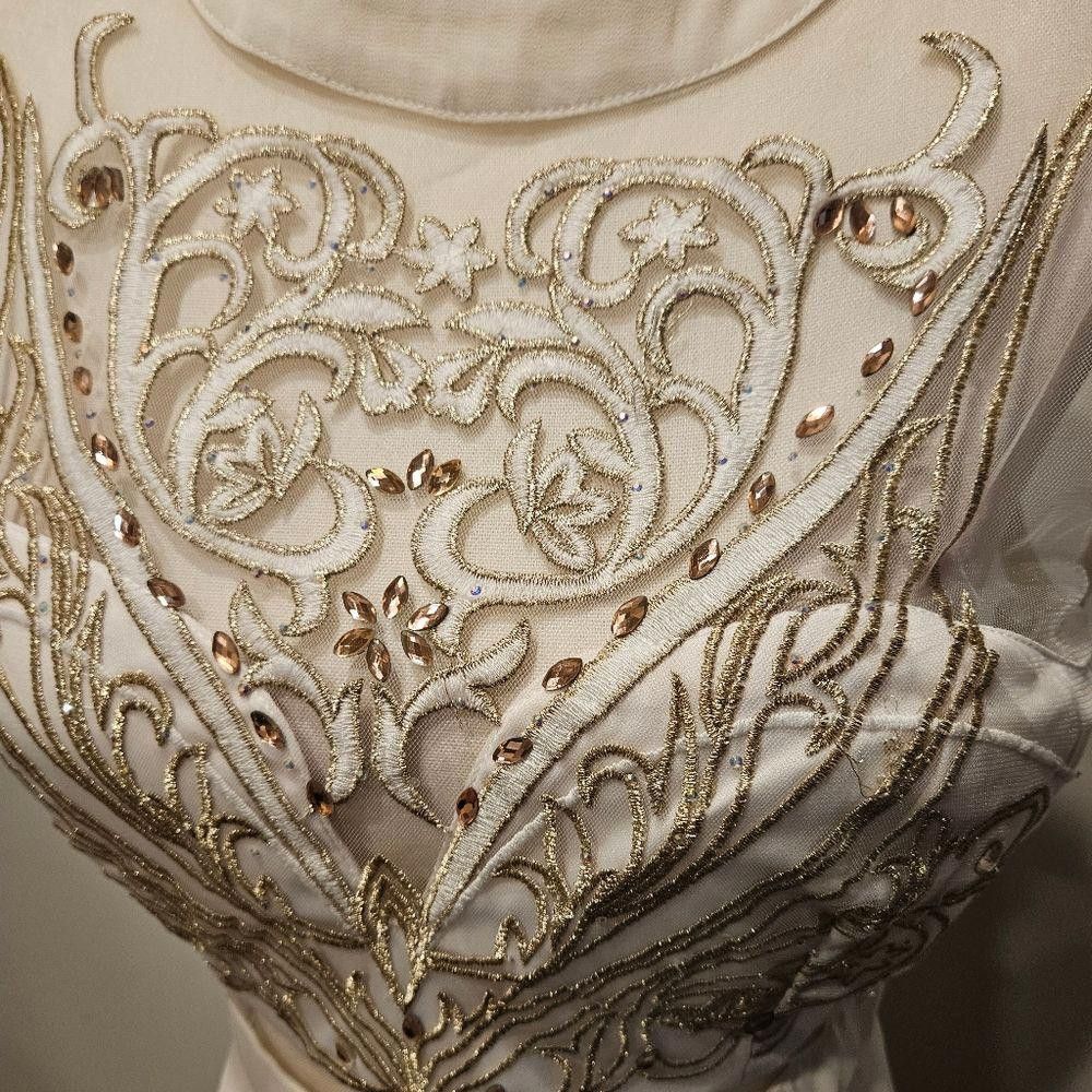 Designer Nwt Soieblu ivory gown with rhinestone detail Size L / US 10 / IT 46 - 3 Thumbnail