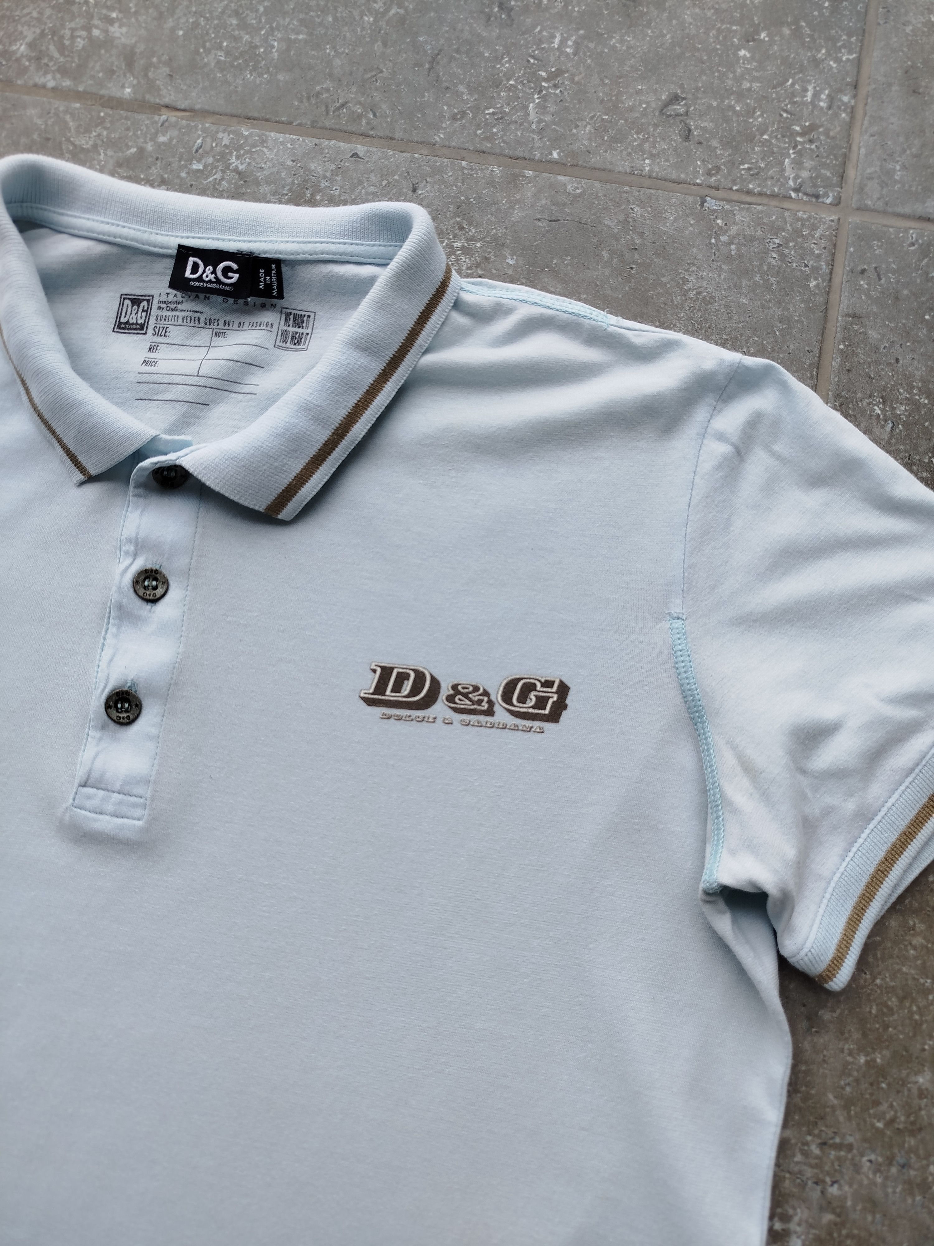 Dolce & Gabbana D&G T-Shirt Polo Light Blue Cotton Vintage 00s Size US M / EU 48-50 / 2 - 3 Thumbnail