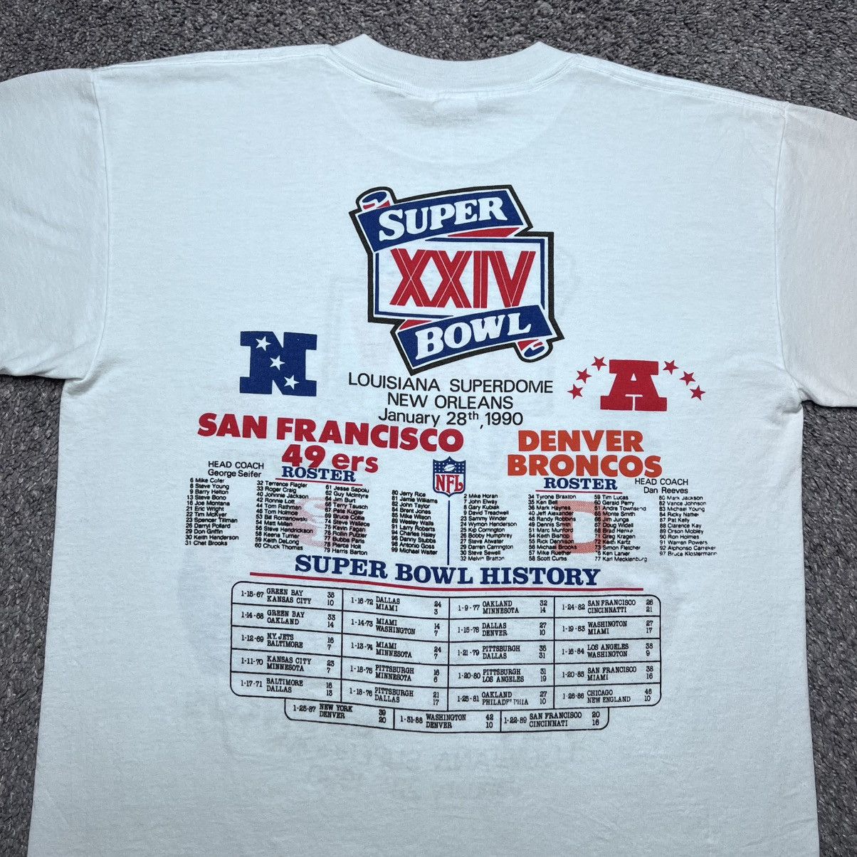 NFL Vtg 1990 NFL Super Bowl 49ers Broncos Championship T-Shirt Size US L / EU 52-54 / 3 - 10 Thumbnail