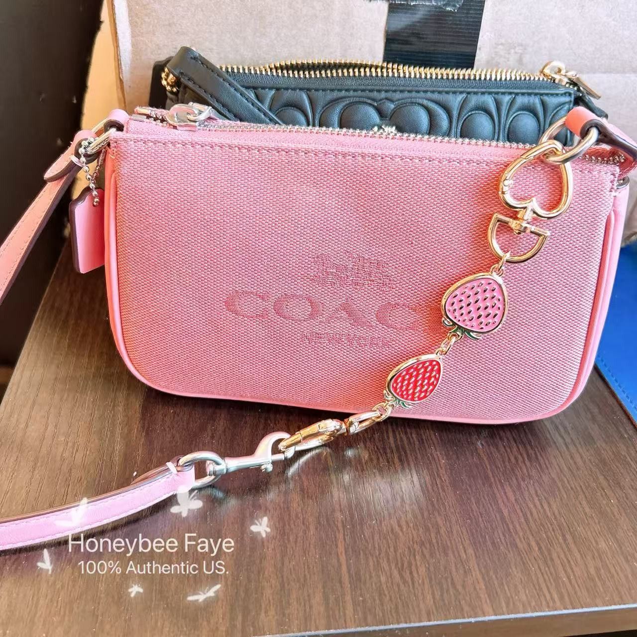 Coach Nolita 19 CU002 Jacquard Pink plus extended strawberry chain Size ONE SIZE - 2 Thumbnail