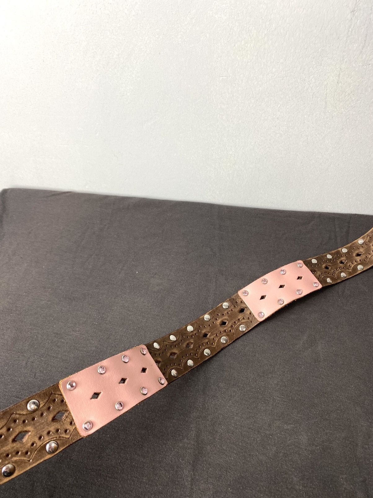 Cowboy Equipment Italy Made Vintage Belt Cowboy Style Rhinestones Patchwork Size ONE SIZE - 10 Thumbnail