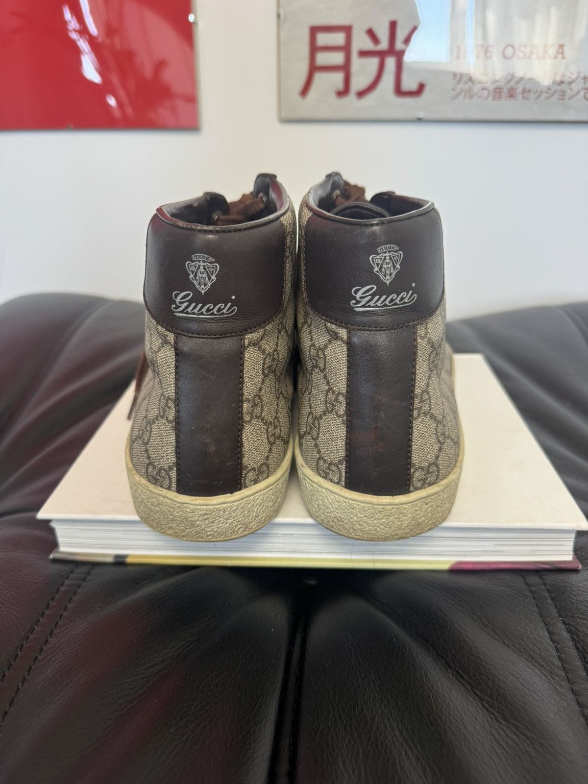 Gucci Gucci Monogram High-Top Sneakers Brown Luxury Designer Rare Size US 10 / EU 43 - 3 Thumbnail