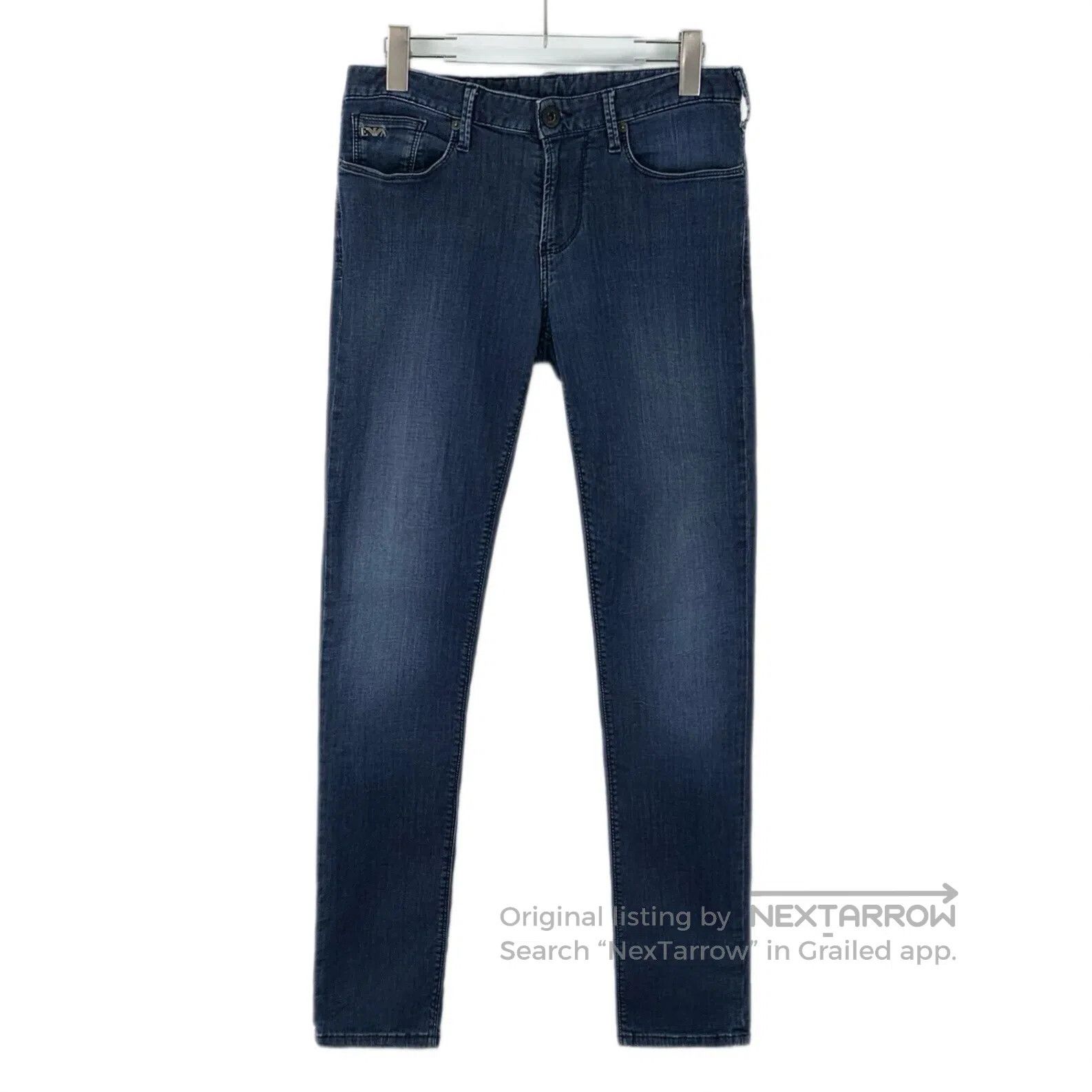 Armani Armani Dark Blue Cotton Washed Denim Trousers| Size US 29 - 1 Thumbnail