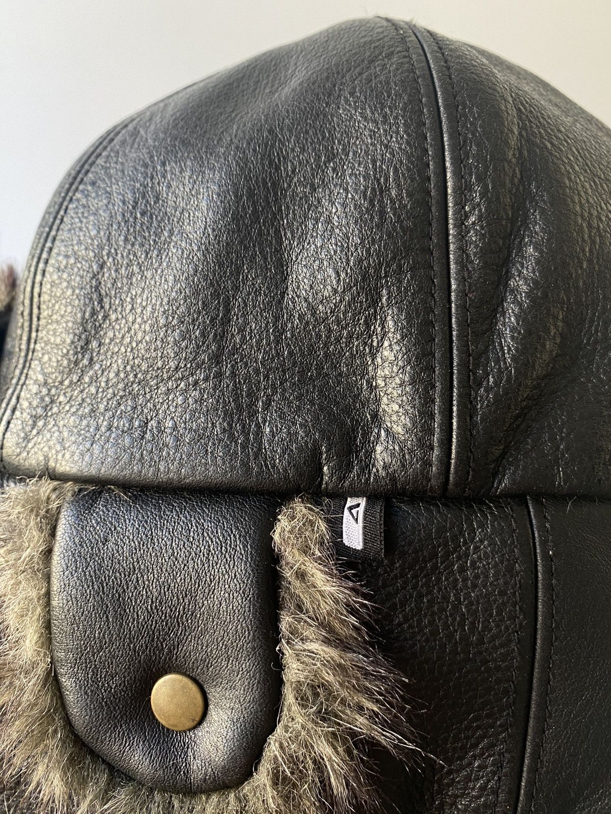 Cccp 🇺🇸 Vintage 90s 100% Leather USSR Fur Mohair Soviet Hat Size ONE SIZE - 5 Thumbnail