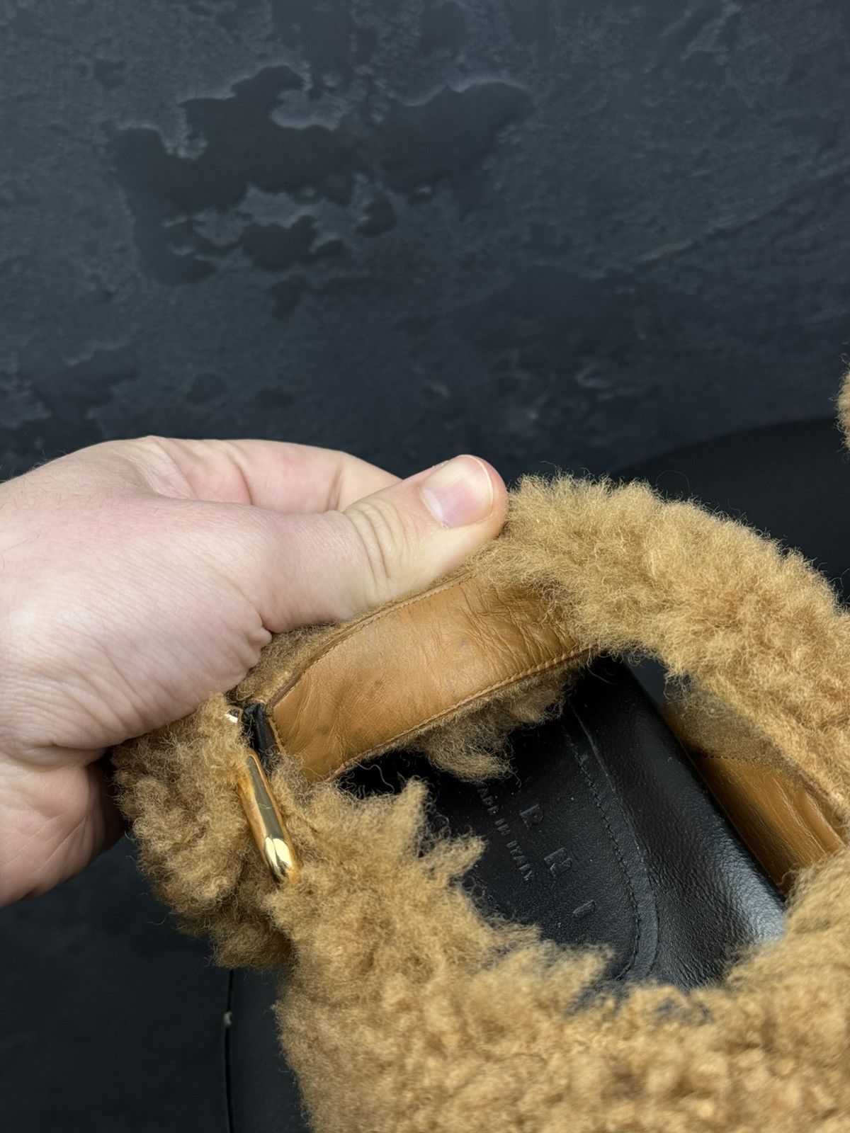 Marni Marni Beige Shearling Fussbett Shoes Black Rubber Platform Size US 10 / IT 40 - 10 Thumbnail