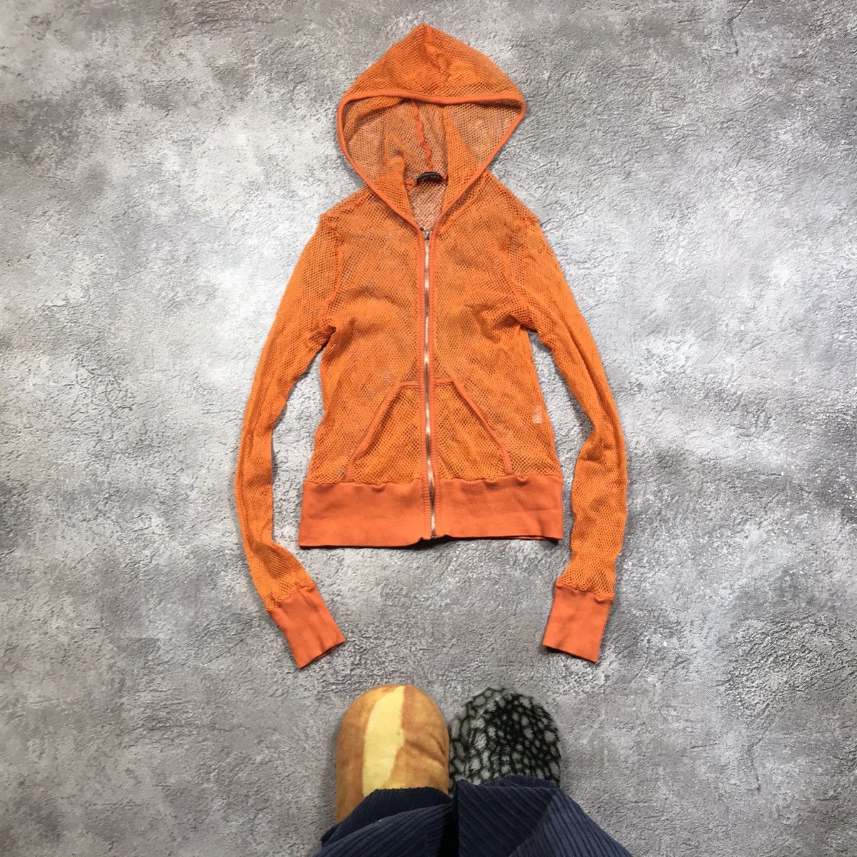 Vintage Y2K Orange Mesh Hoodie Avant Garde Streetwear Slim Logo S Size S / US 4 / IT 40 - 1 Thumbnail