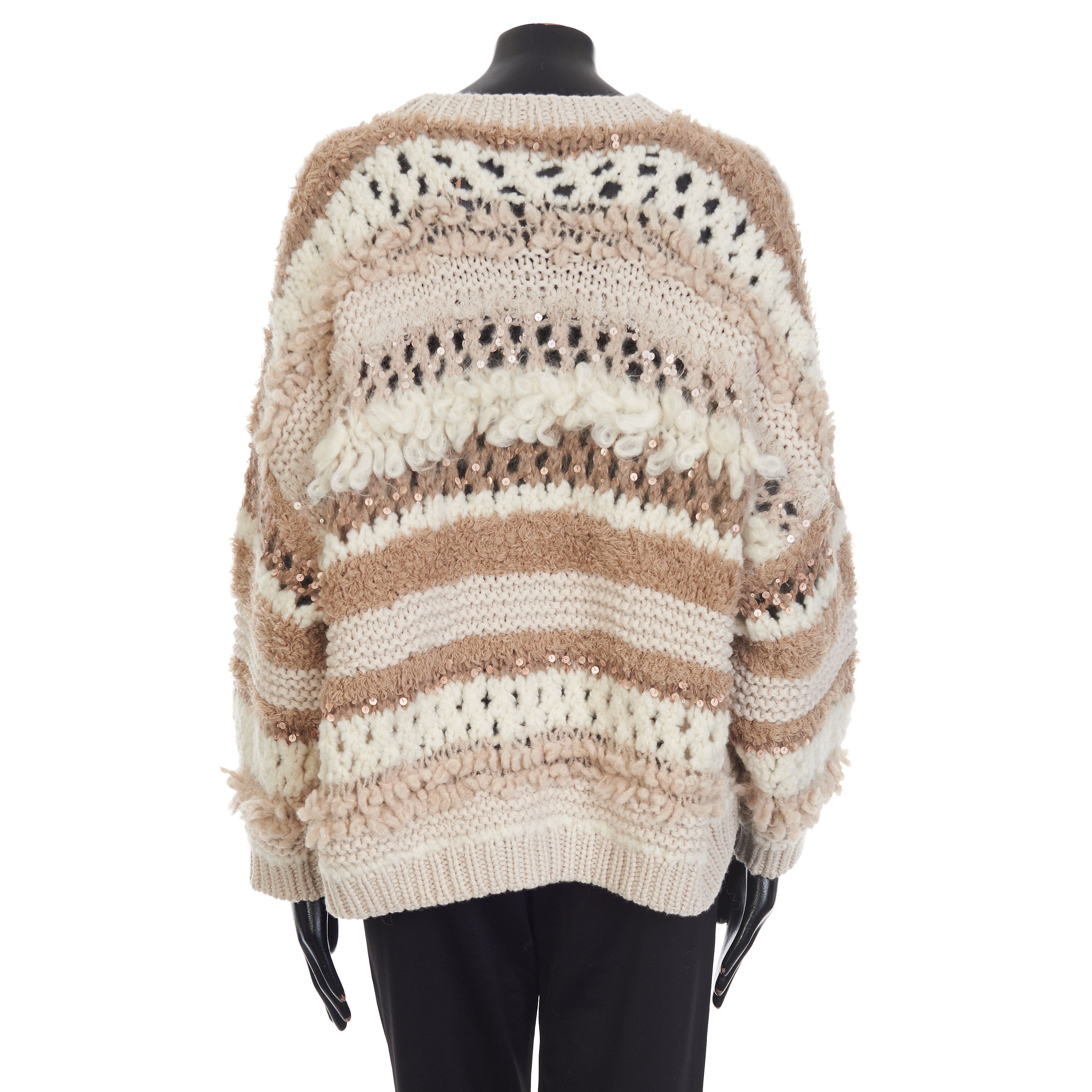 Brunello Cucinelli Sequined Cashmere Crewneck Sweater - Opera Knit, Textured Size L / US 10 / IT 46 - 6 Thumbnail