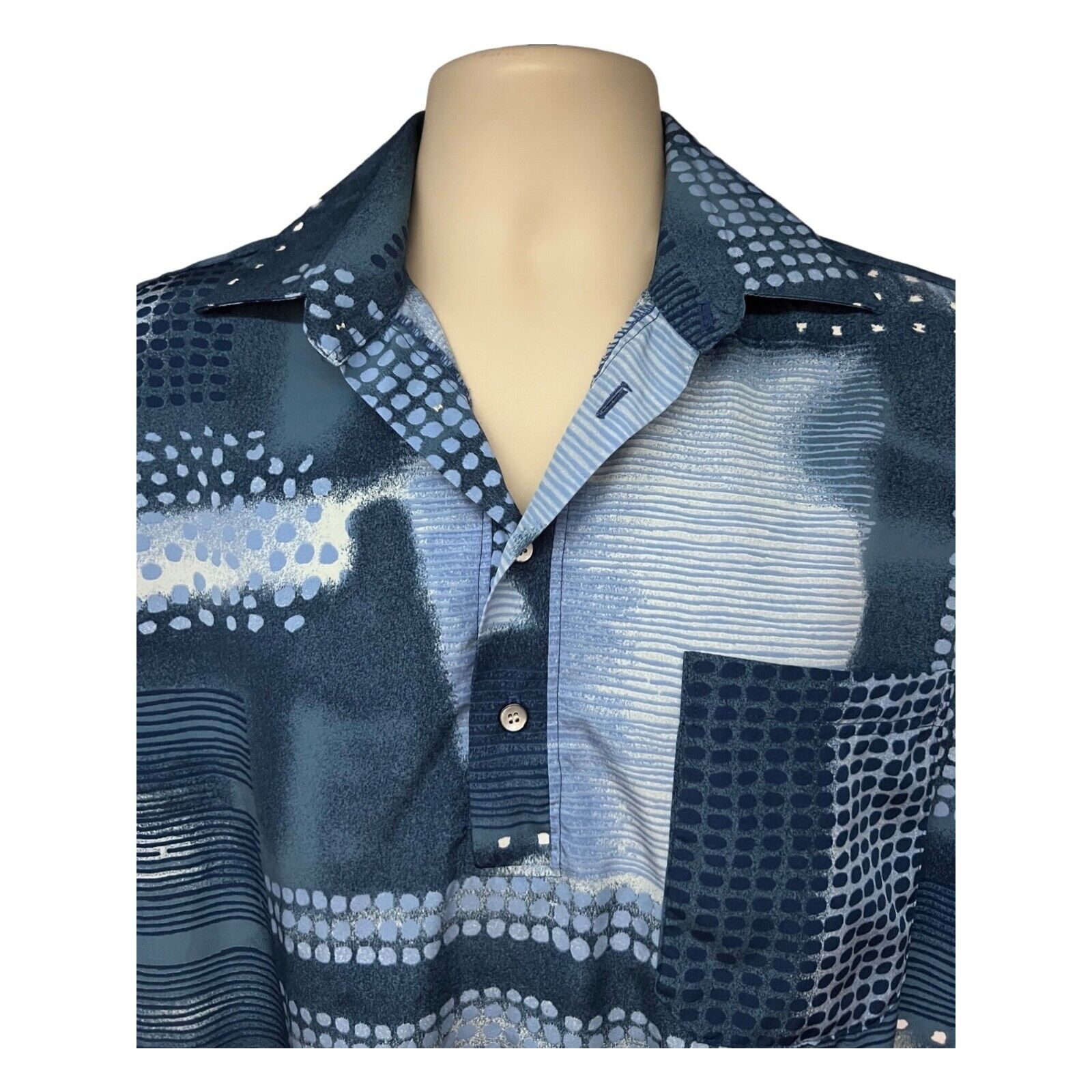 Vintage D'Accord Vintage 70s Disco Blue Pullover Shirt Medium Pocket Size US M / EU 48-50 / 2 - 4 Thumbnail