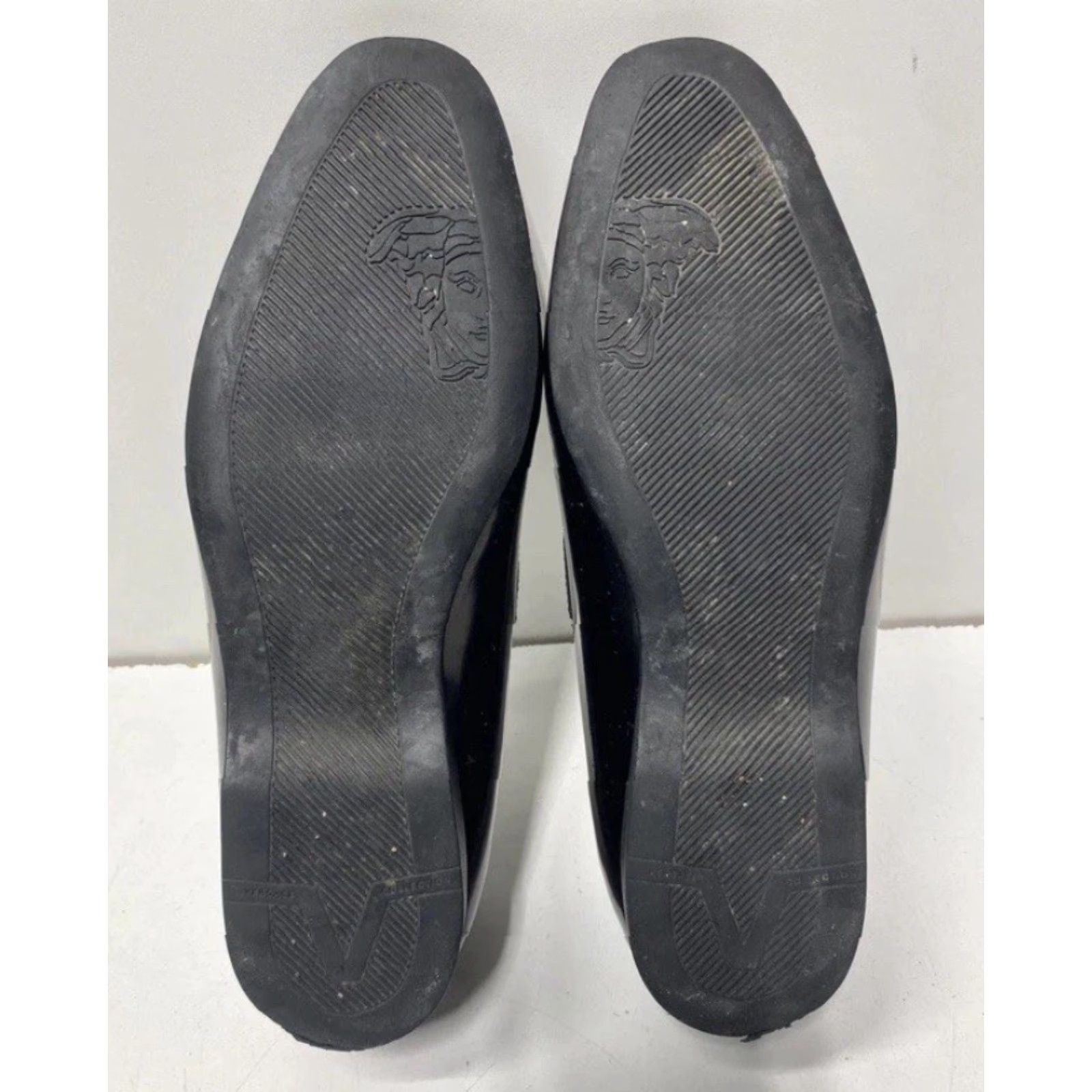 Versace Collection Shiny Black Leather Loafer DressShoes Men 10 Casual Italy Leather Men’s Shoes