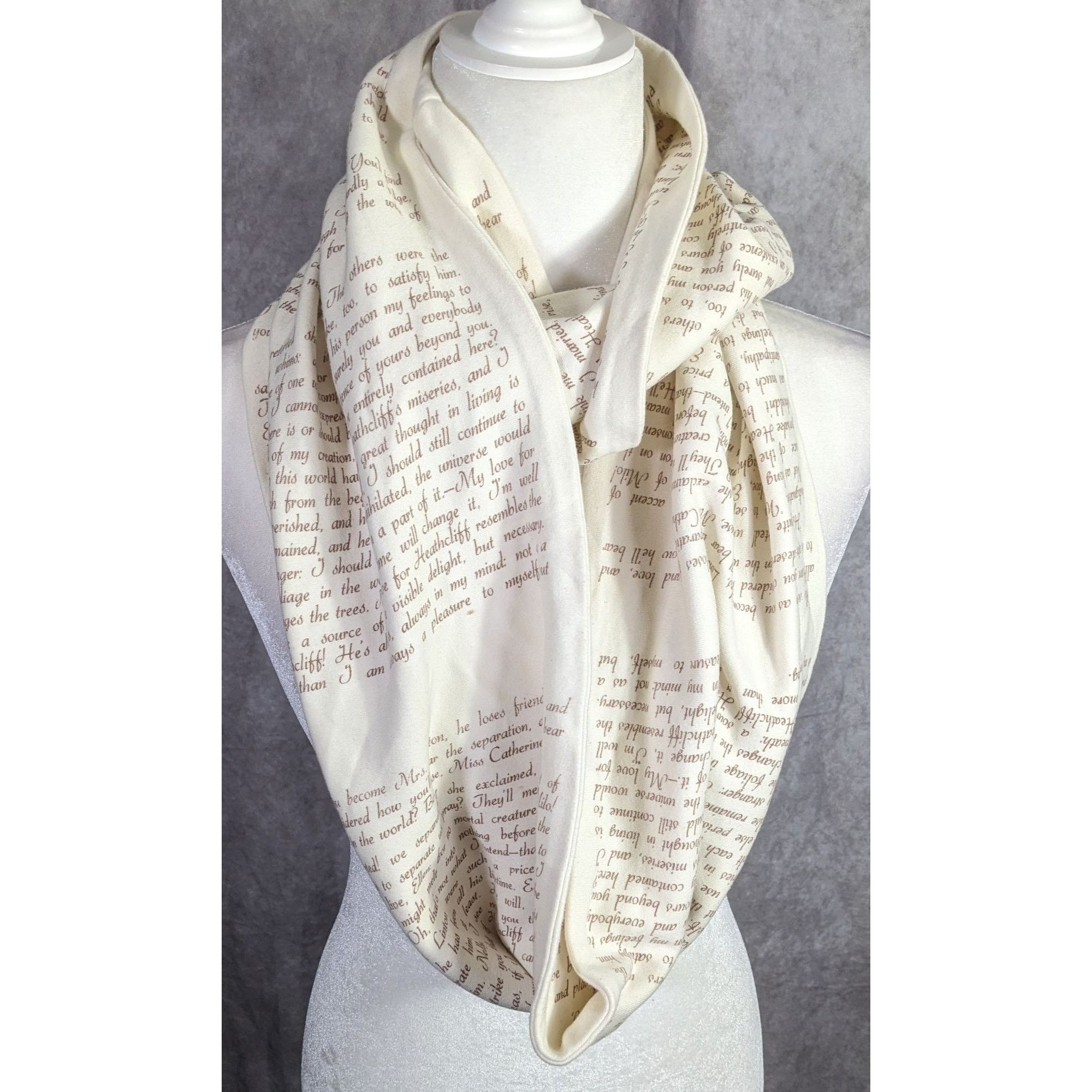 Other Wuthering Heights Literary Infinity Scarf Beige & Brown Text Size ONE SIZE - 7 Thumbnail