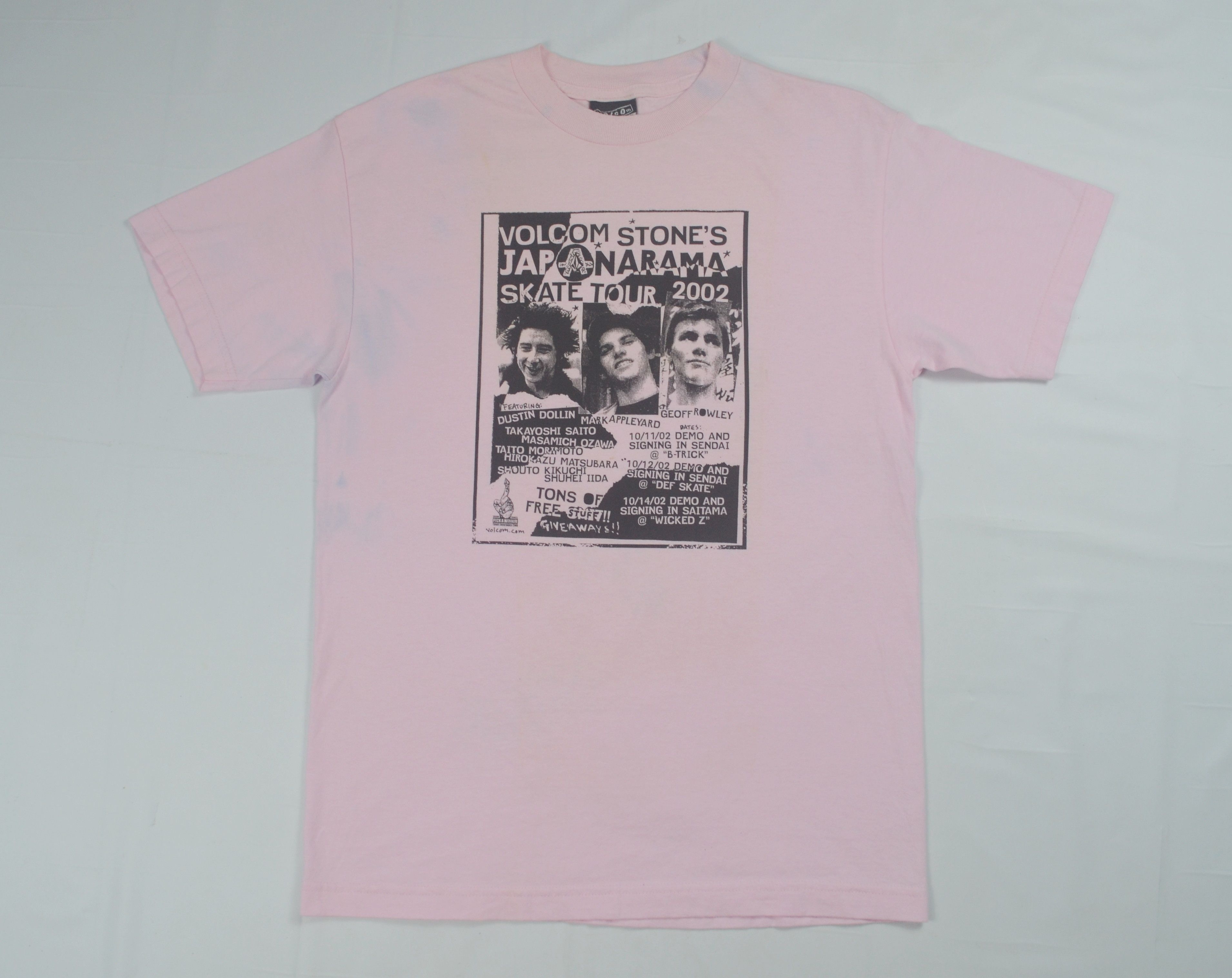 image of Skategang x Volcom 2002 Volcom Stone's Japanarama Skate Tour Pink Tee, Men's (Size Medium)