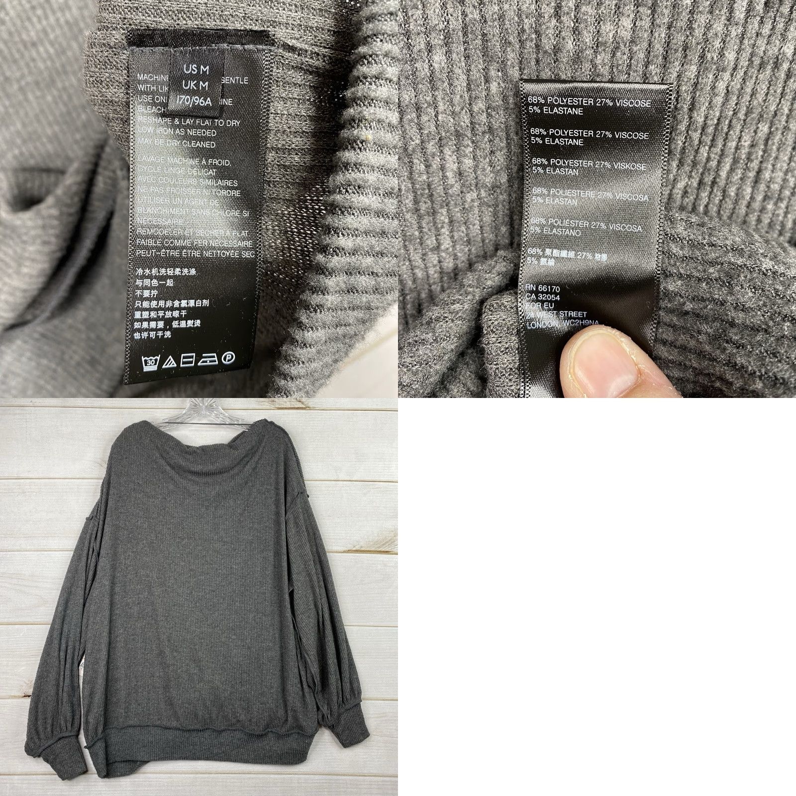 Free People We the Free People Sweater Womens M Gray Ribbed Balloon Sleeve Slouch Neck NWT Size M / US 6-8 / IT 42-44 - 8 Thumbnail