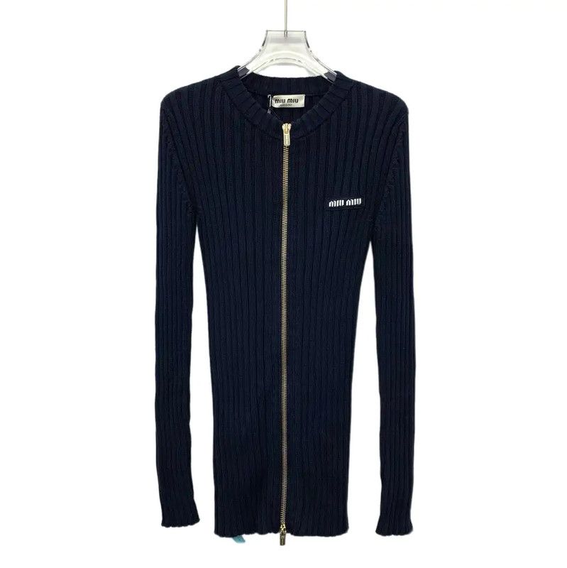 Miu Miu Miu Miu Women's Deep Blue Cotton Sweater 0089 Size XS / US 0-2 / IT 36-38 - 1 Thumbnail