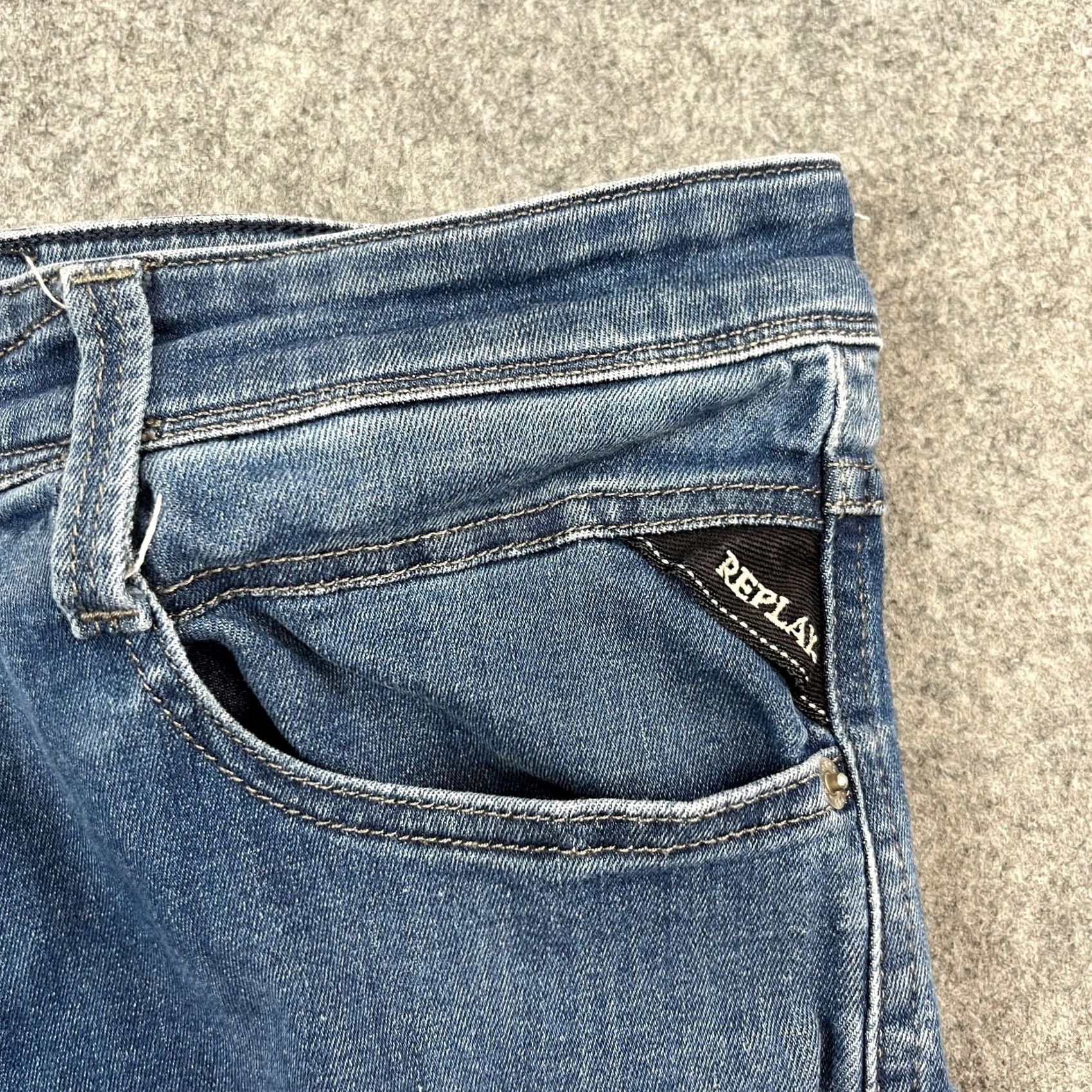 Replay Replay Jeans Regular Tapered 34 32 Medium Wash Blue Stretch Anbass Mens Jeans Size US 34 / EU 50 - 7 Thumbnail
