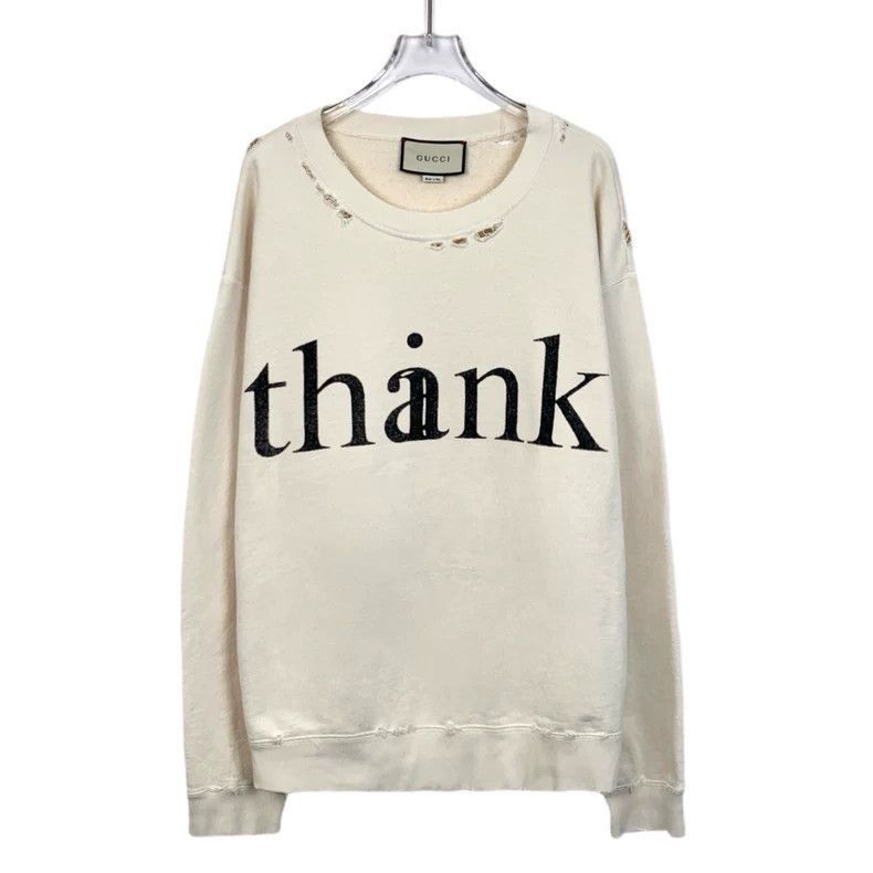 Gucci Gucci White Long Sleeve Sweatshirt with Print- Size US M / EU 48-50 / 2 - 1 Thumbnail