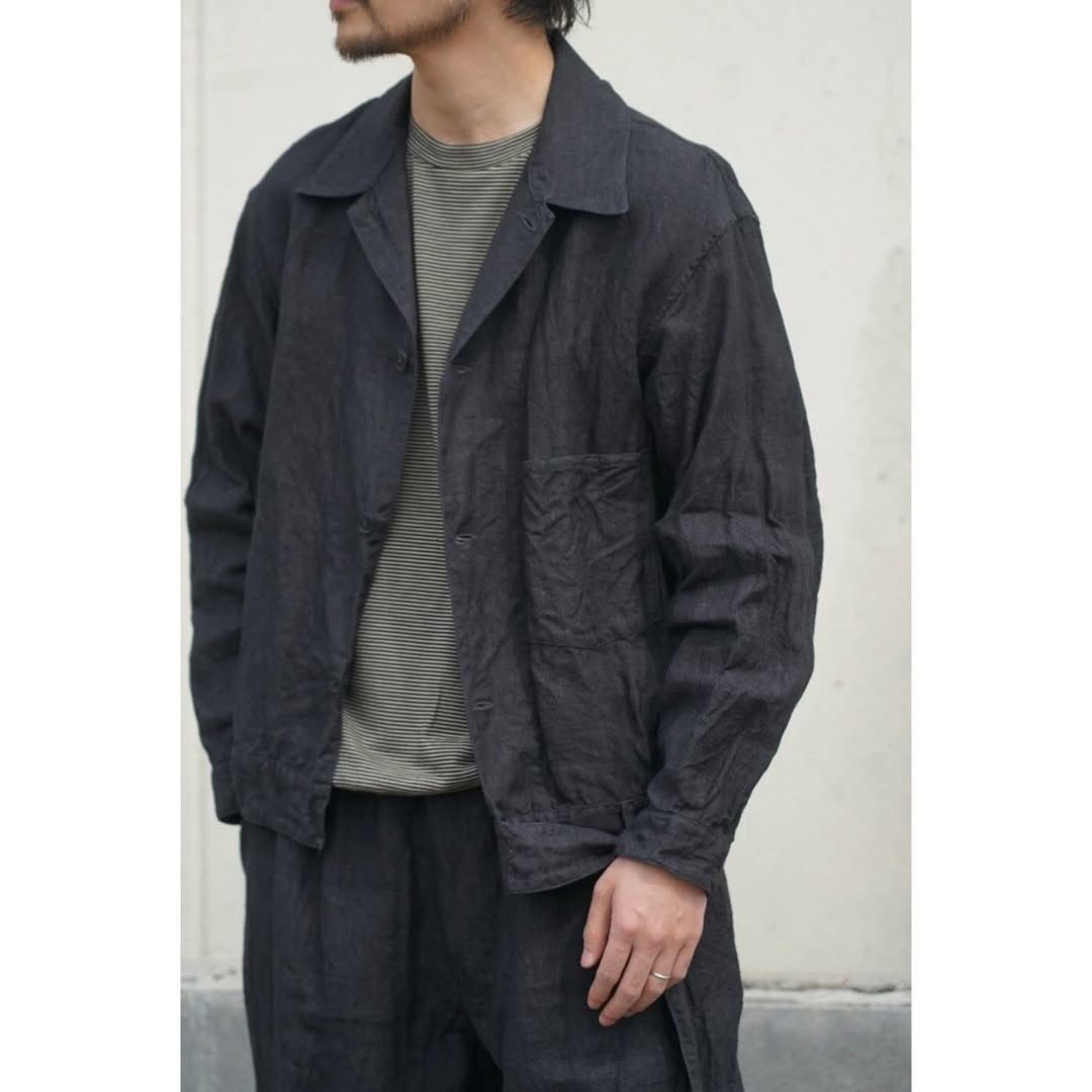 Comoli Comoli charcoal linen belted jacket z01 01010 | Grailed