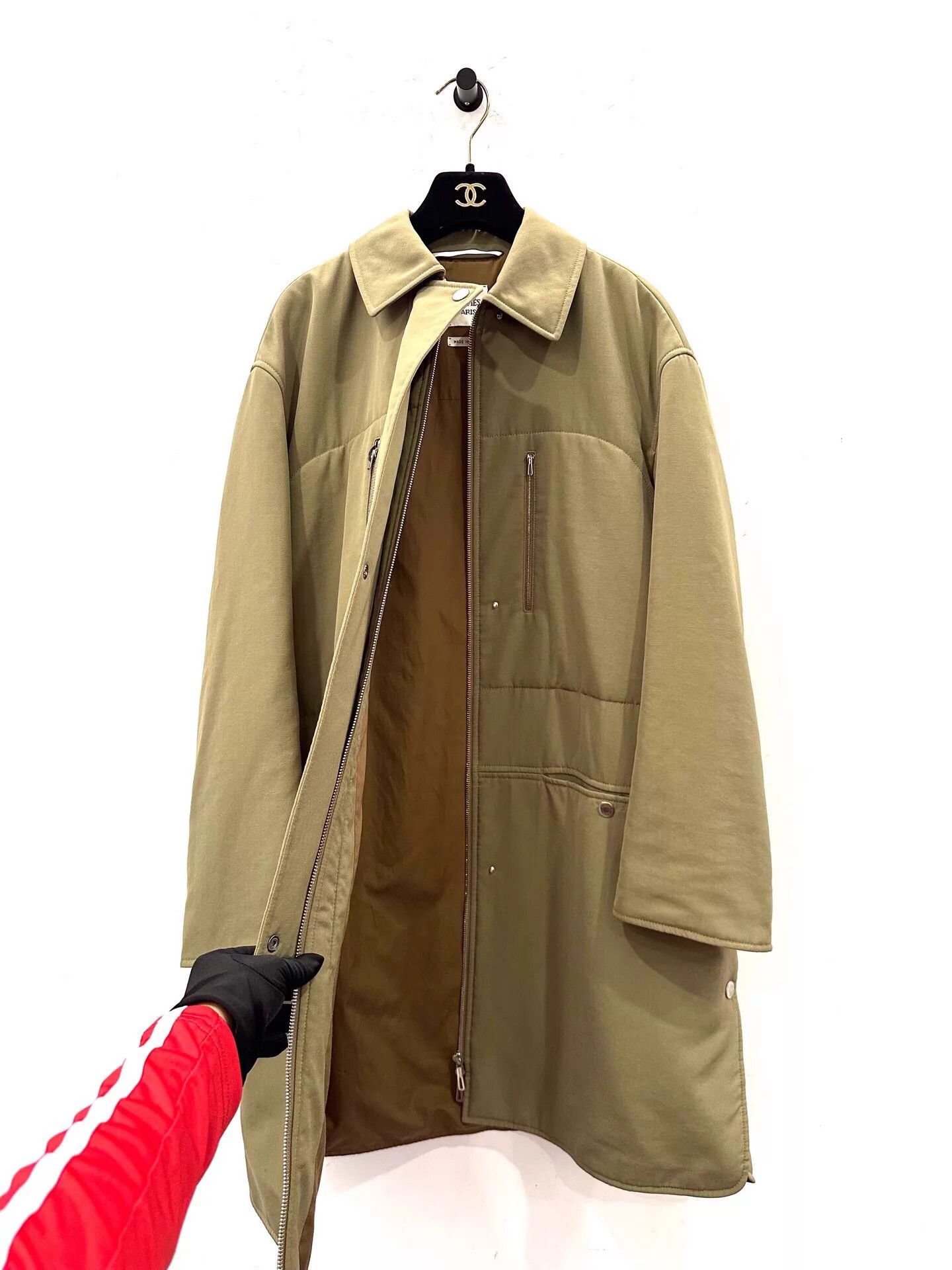 Hermes Hermes women's olive green longline jacket with logo button Size XS / US 0-2 / IT 36-38 - 3 Thumbnail