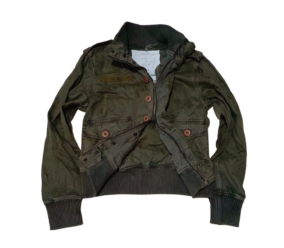 If Six Was Nine × Vintage 🇯🇵💥 Royal Blue Windproof Smock Olive Crop Bomber Jacket Size M / US 6-8 / IT 42-44 - 3 Thumbnail