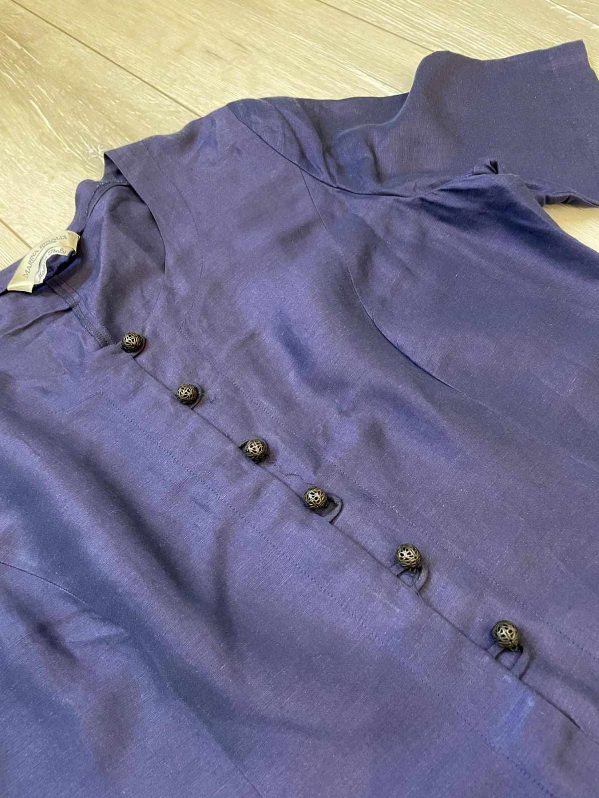 Marina Rinaldi Marina Rinaldi Women's Navy Long Linen Dress Size L / US 10 / IT 46 - 2 Thumbnail