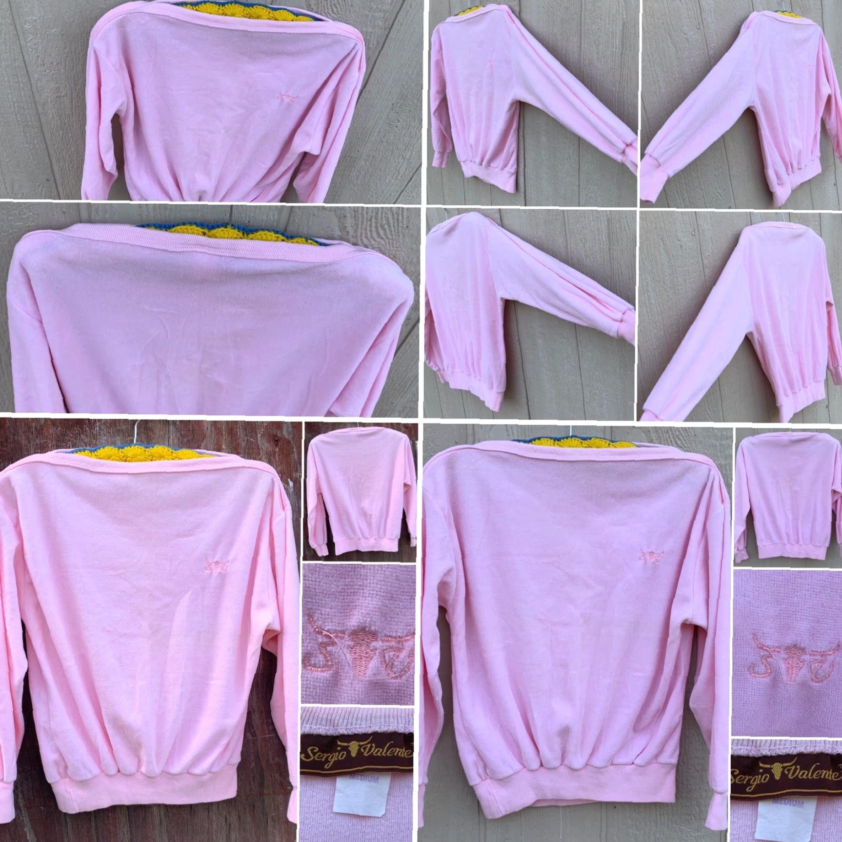 Velour VINTAGE Sergio Valente Velour Shirt Pink M 80s 70s Made In USA Shirt Mens Size M / US 6-8 / IT 42-44 - 3 Thumbnail