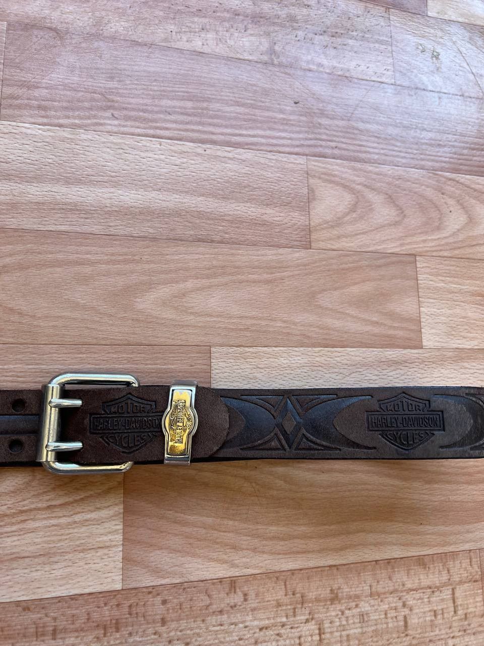Harley Davidson HARLEY DAVIDSON RARE WESTERN BROWN MONOGRAM BELT SIZE 98.5CM Size 34 - 4 Thumbnail