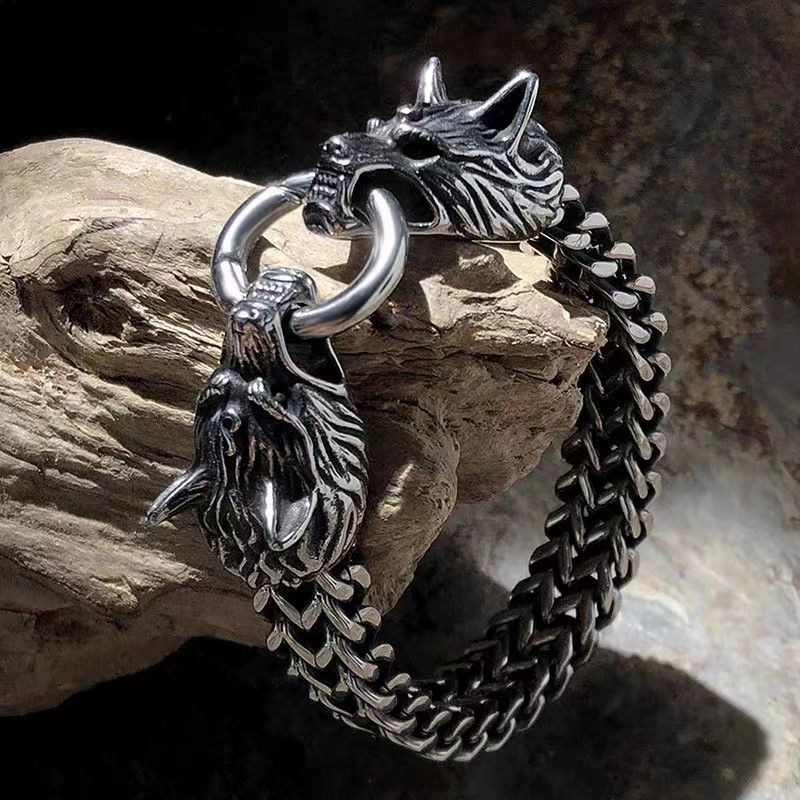 Japanese Brand Nordic Double Wolf Head Bracelet Size ONE SIZE - 1 Thumbnail