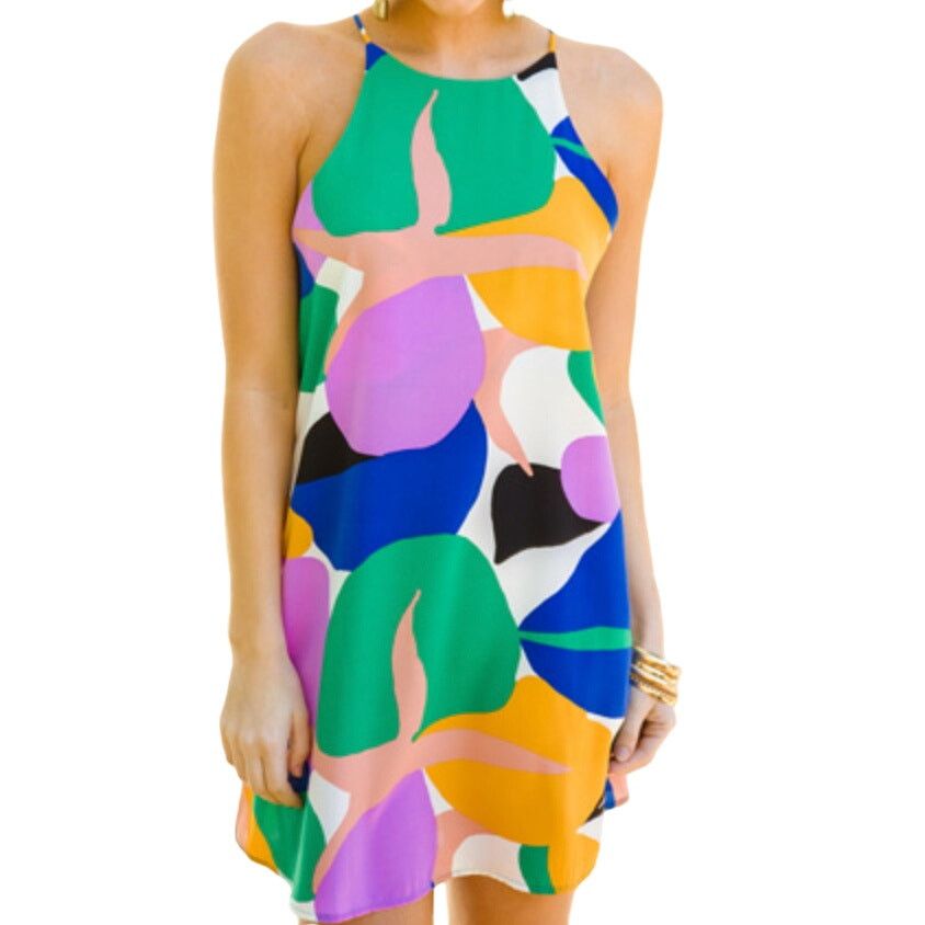 Other KLD Multicolored Abstract Retro Sleeveless Mini Dress Large Size L / US 10 / IT 46 - 1 Thumbnail