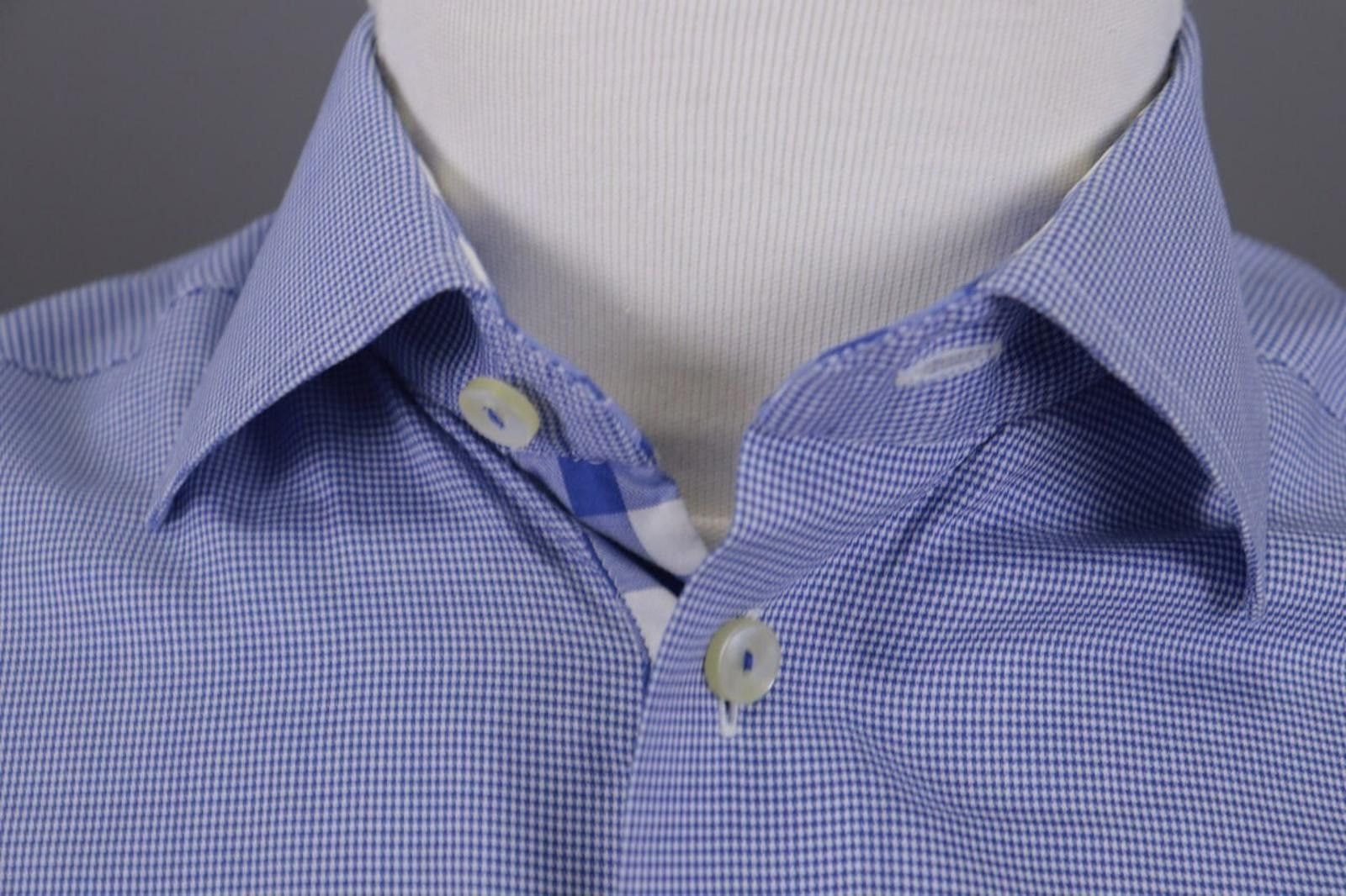 Eton Eton Contemporary Blue Check Extra Shirt 40 / 15.75 Size US M / EU 48-50 / 2 - 4 Thumbnail