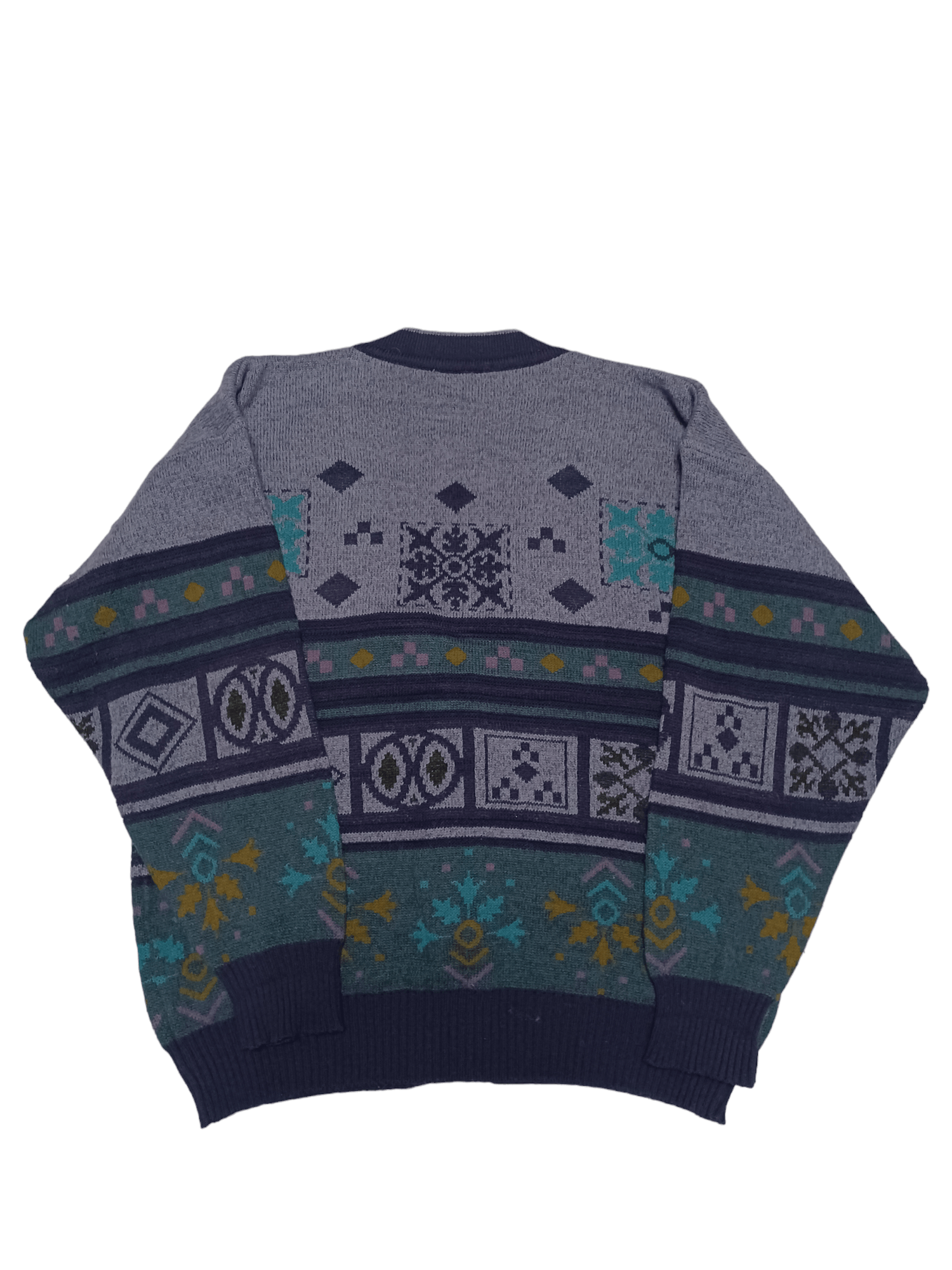 Jockey VINTAGE 90S JOCKEY CRAZY PRINT ALL OVER WOOL CARDIGAN Size US M / EU 48-50 / 2 - 2 Thumbnail
