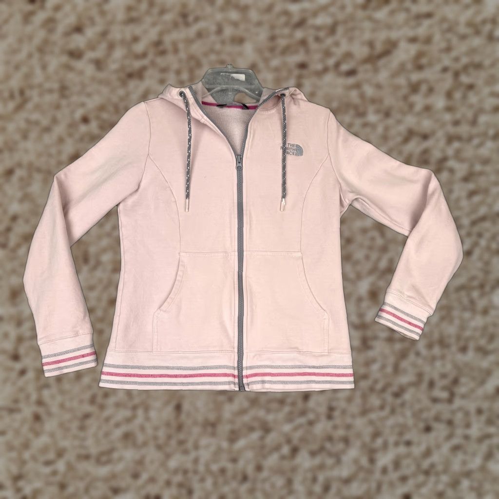 The North Face The North Face Jacket Womens M pink Jersey Hooded Full Zip Striped Outdoor Size M / US 6-8 / IT 42-44 - 1 Thumbnail