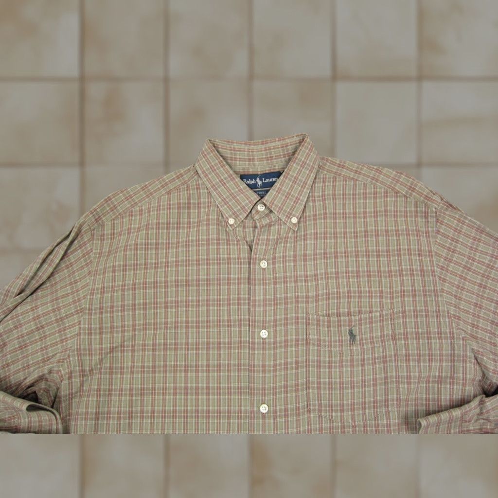 Ralph Lauren VINTAGE Ralph Lauren Shirt Mens L Green Red Gray Pony Plaid McMeel Pocket Button-Up Size US L / EU 52-54 / 3 - 1 Thumbnail