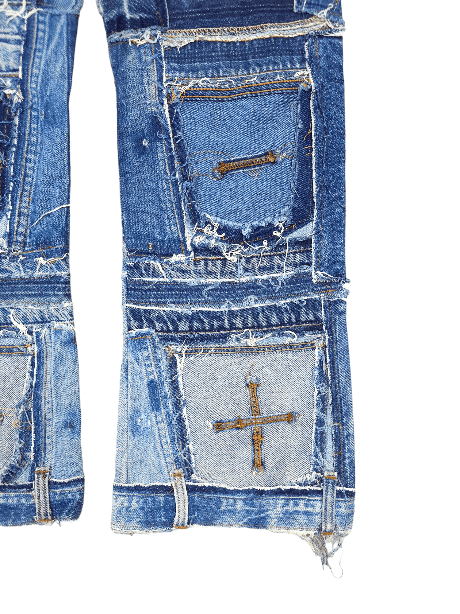 Japanese Brand × Levi's × Vintage 💎 34/32 Vintage Levi’s 505 Custom Patchwork Denim Jeans Size US 34 / EU 50 - 19 Thumbnail