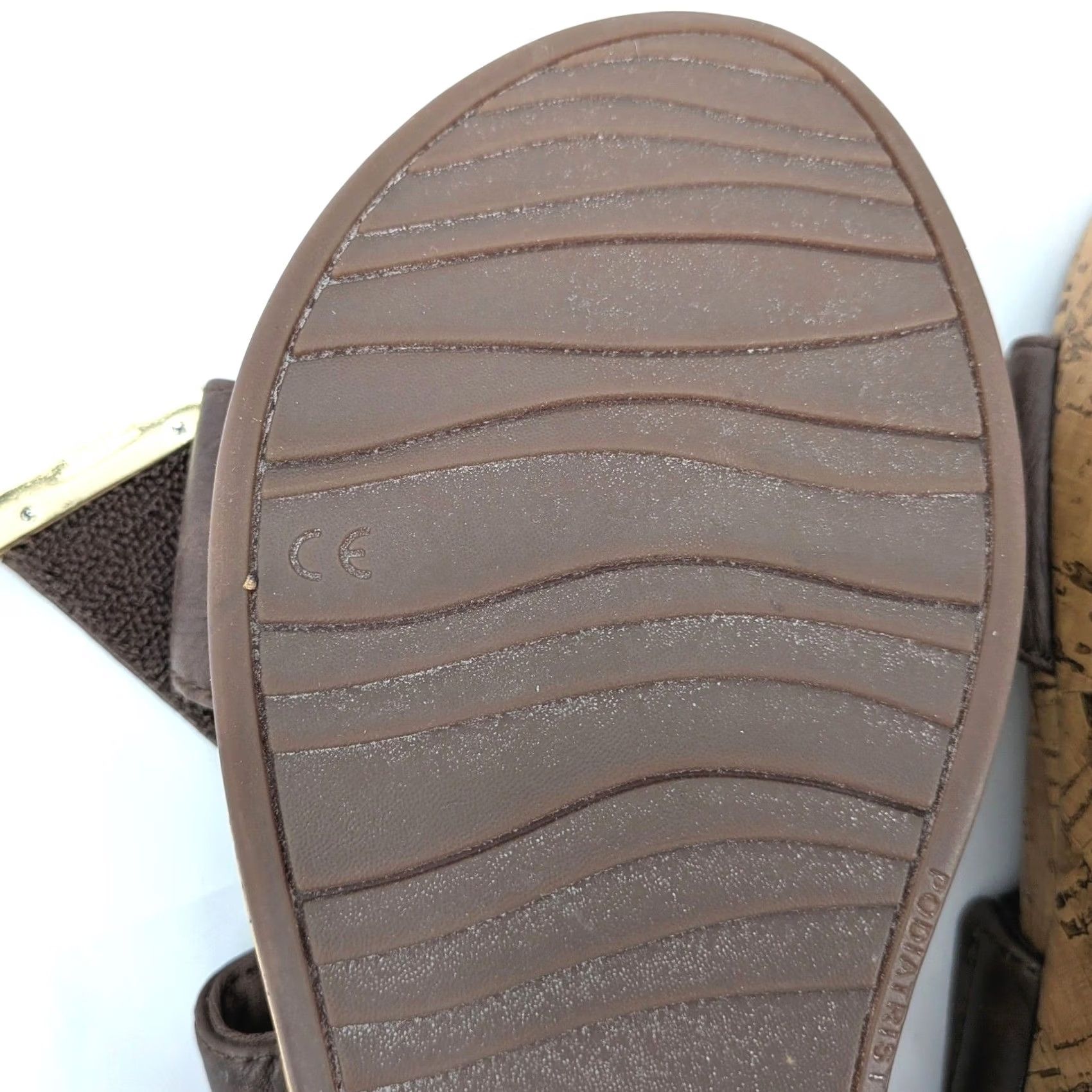 Vionic Vionic Pepper Brown Leather Cork Wedge Slide Sandals - Women 9 Size US 9 / IT 39 - 7 Thumbnail