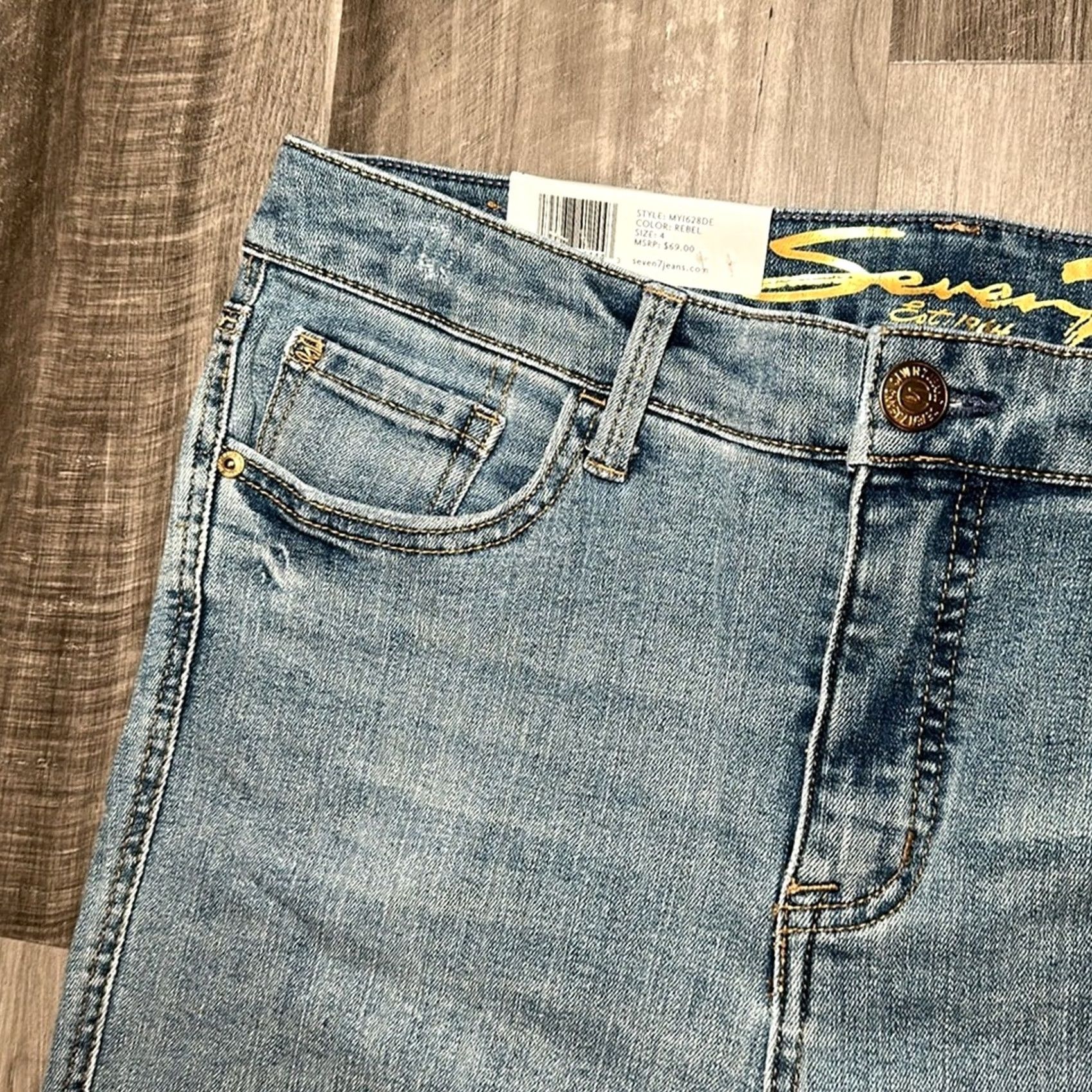 Vintage Seven7 Weekend Easy Fit Boyfriend Jeans - 4 Women Blue 69% Cotton 30% Polyester 1% Spandex NWT Boyfriend Style Size 27" / US 4 / IT 40 - 5 Thumbnail