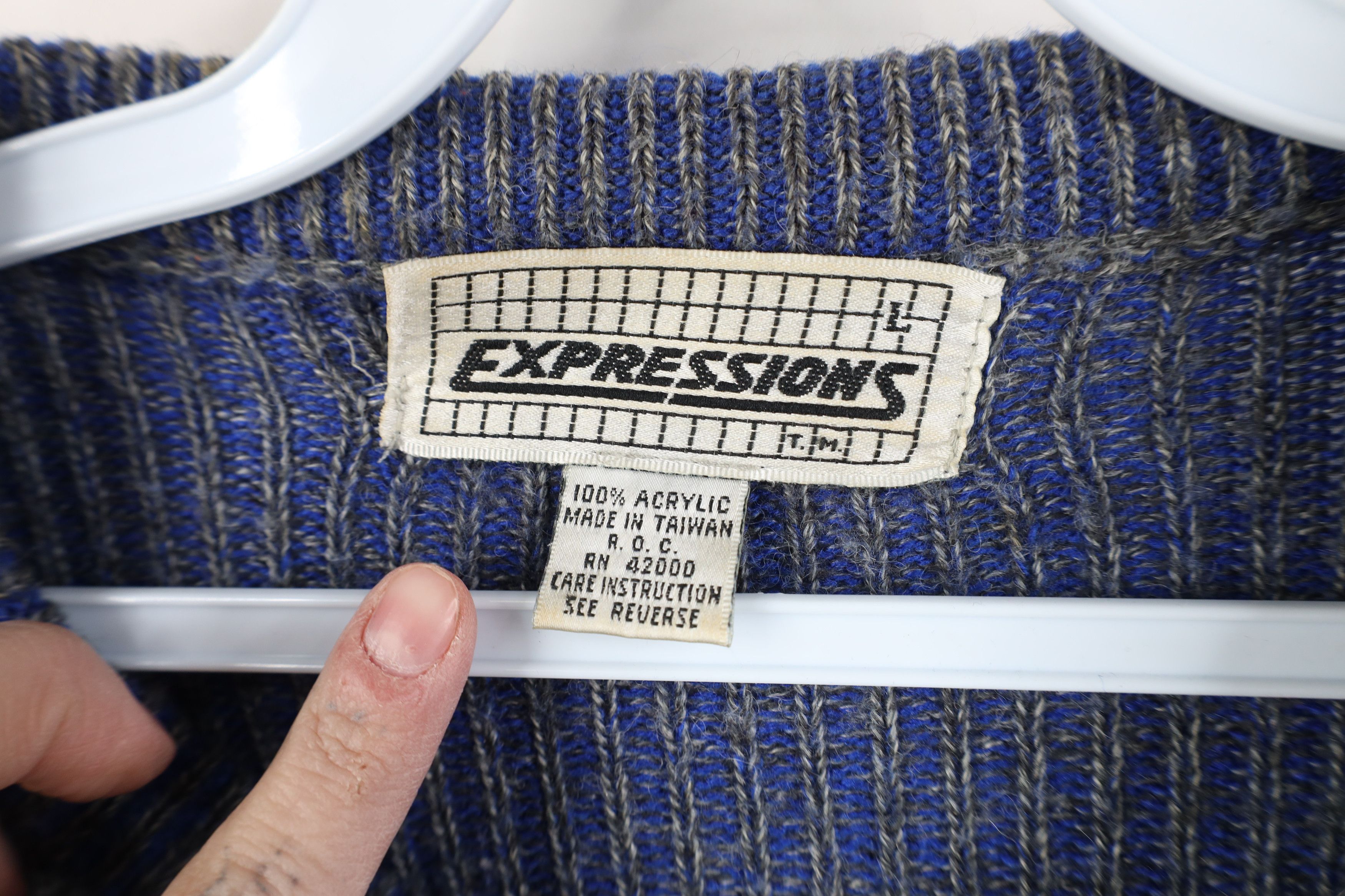 Vintage Vintage 90s Streetwear Argyle Ribbed Knit Crewneck Sweater Size L / US 10 / IT 46 - 5 Thumbnail