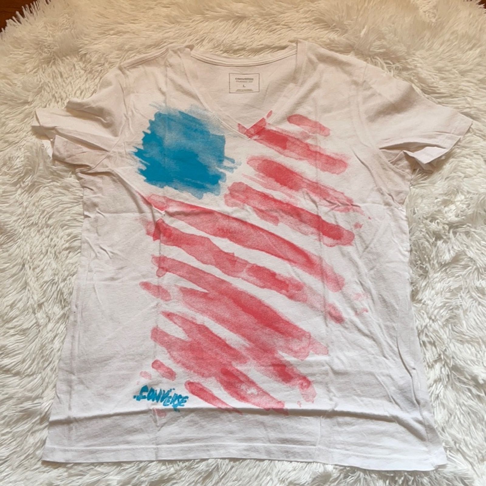 Converse Converse White/Red/Blue Size:Large T-Shirt Size L / US 10 / IT 46 - 1 Thumbnail