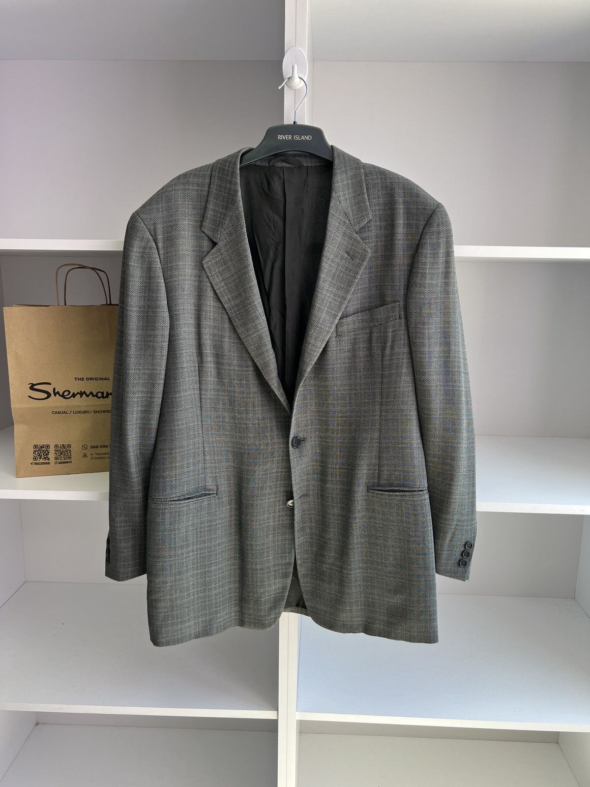 Giorgio Armani × Vintage Vintage Giorgio Armani Gray Blazer Size 52L - 2 Thumbnail