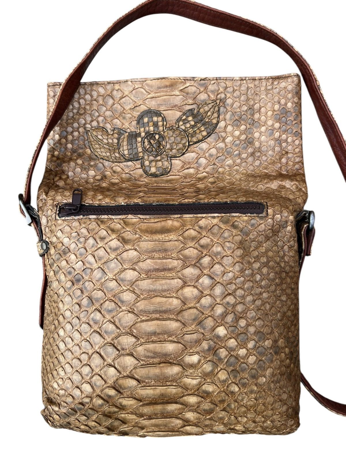 Leather Vintage Unknown Japan Brand Patina Python Skin Leather Bag Size ONE SIZE - 11 Thumbnail