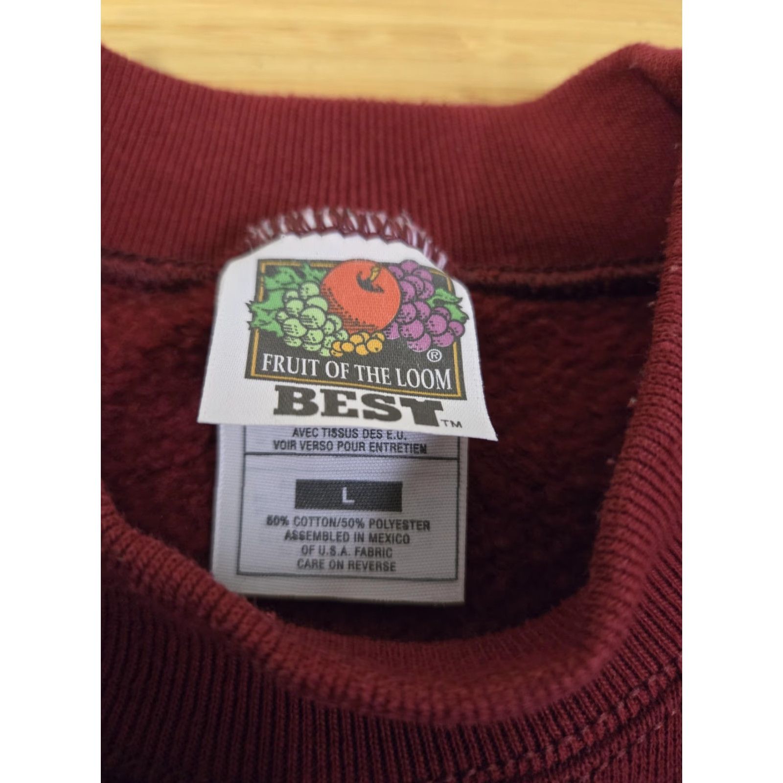 Fruit Of The Loom VINTAGE Fruit of the Loom Sweatshirt Mens Large Burgundy Arizona Crewneck 90s Size US L / EU 52-54 / 3 - 5 Thumbnail